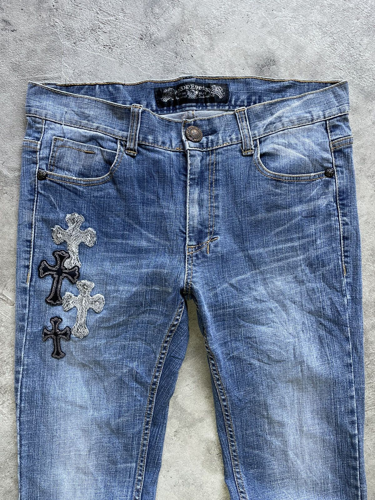 If Six Was Nine × Le Grande Bleu (L.G.B.) Red Pepper ChromeHearts Motive Denim Size US 34 / EU 50 - 3 Thumbnail