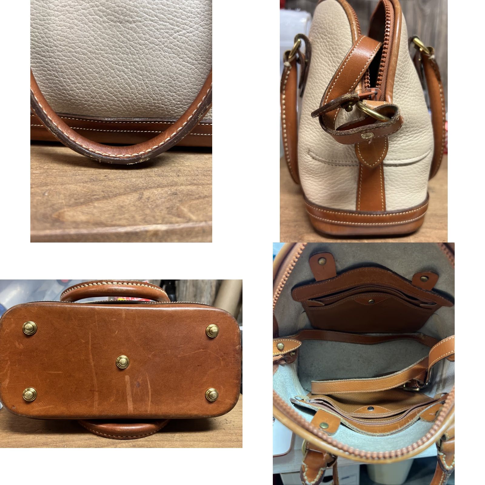 Dooney & Bourke Dooney & Bourke Zip Satchel Pebbled Leather Purse Handbag Cream - Dooney & Bourke Satchel/Top Handle Bag, Medium, Women, Pebbled Leather, Zip, Cream Size ONE SIZE - 8 Thumbnail