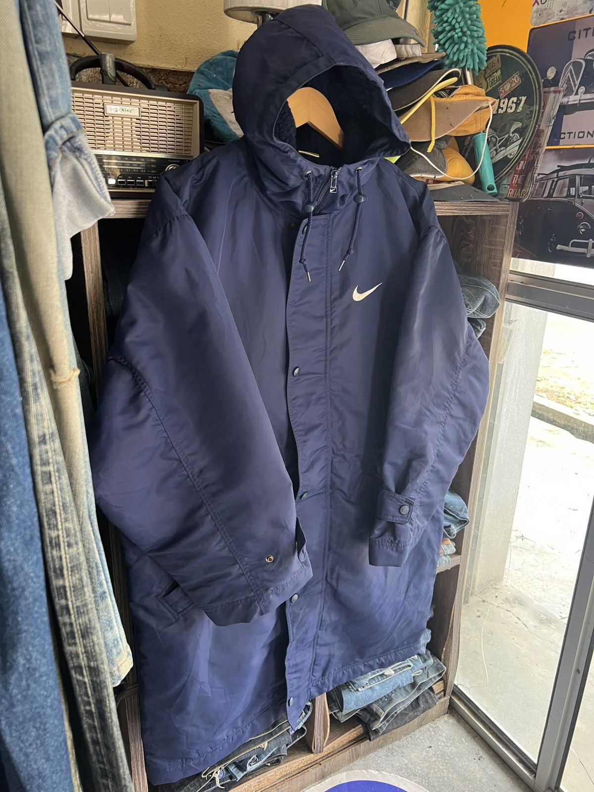 Nike 🔥Vintage Nike Big Swoosh Sherpa Hoodie Jacket Size US XL / EU 56 / 4 - 10 Thumbnail