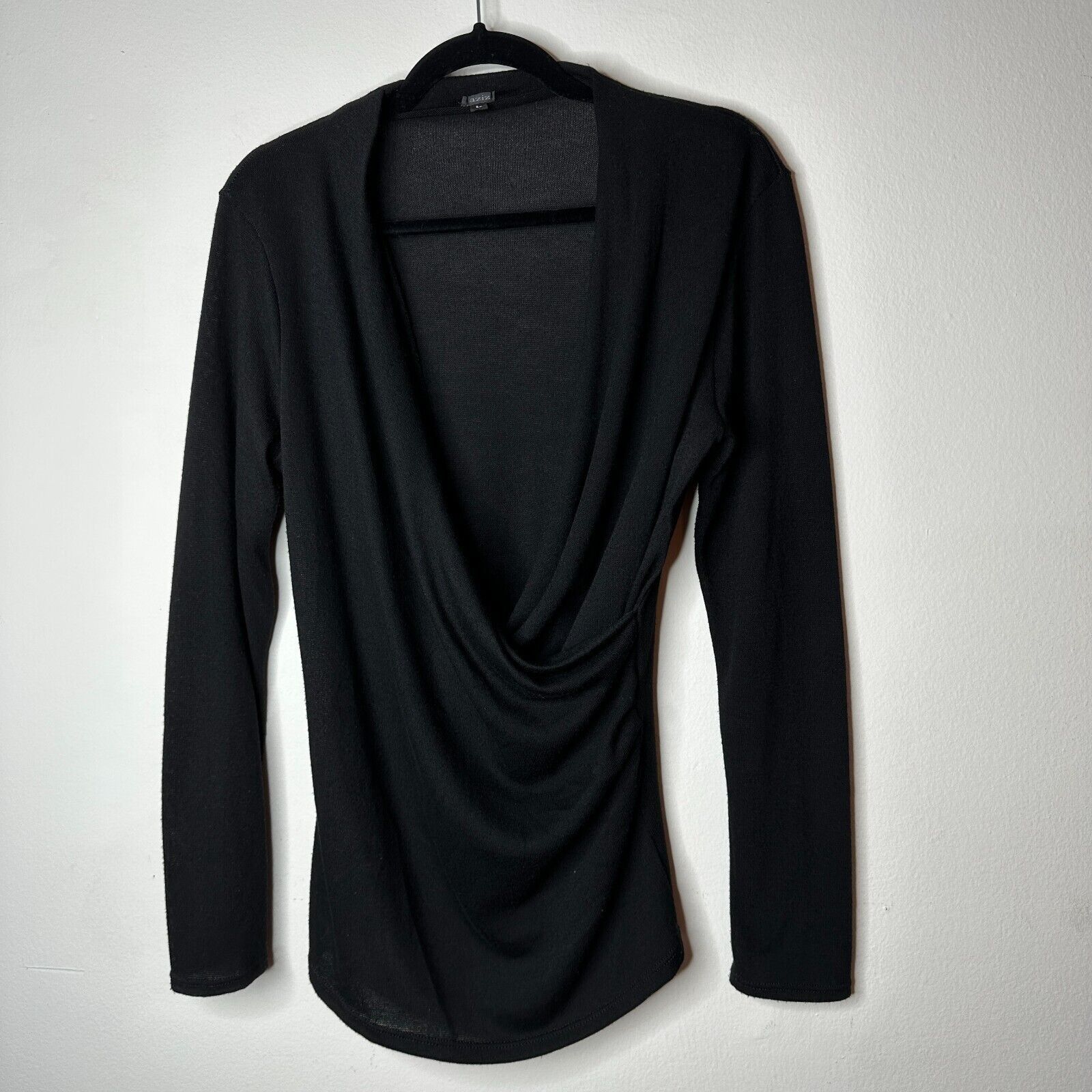 Other Aziz Black Faux Wrap Deep V Long Sleeve Sweater Jumper Top L Size L / US 10 / IT 46 - 9 Thumbnail