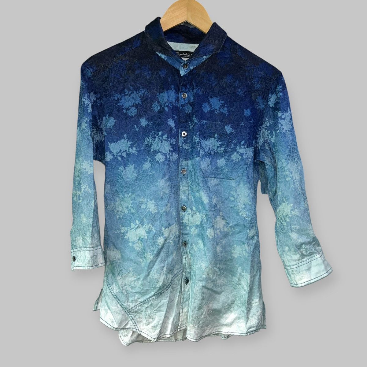 Tornado Mart Floral Cotton Two Tone Print Button Up Longsleeve Shirt Size M / US 6-8 / IT 42-44 - 2 Thumbnail