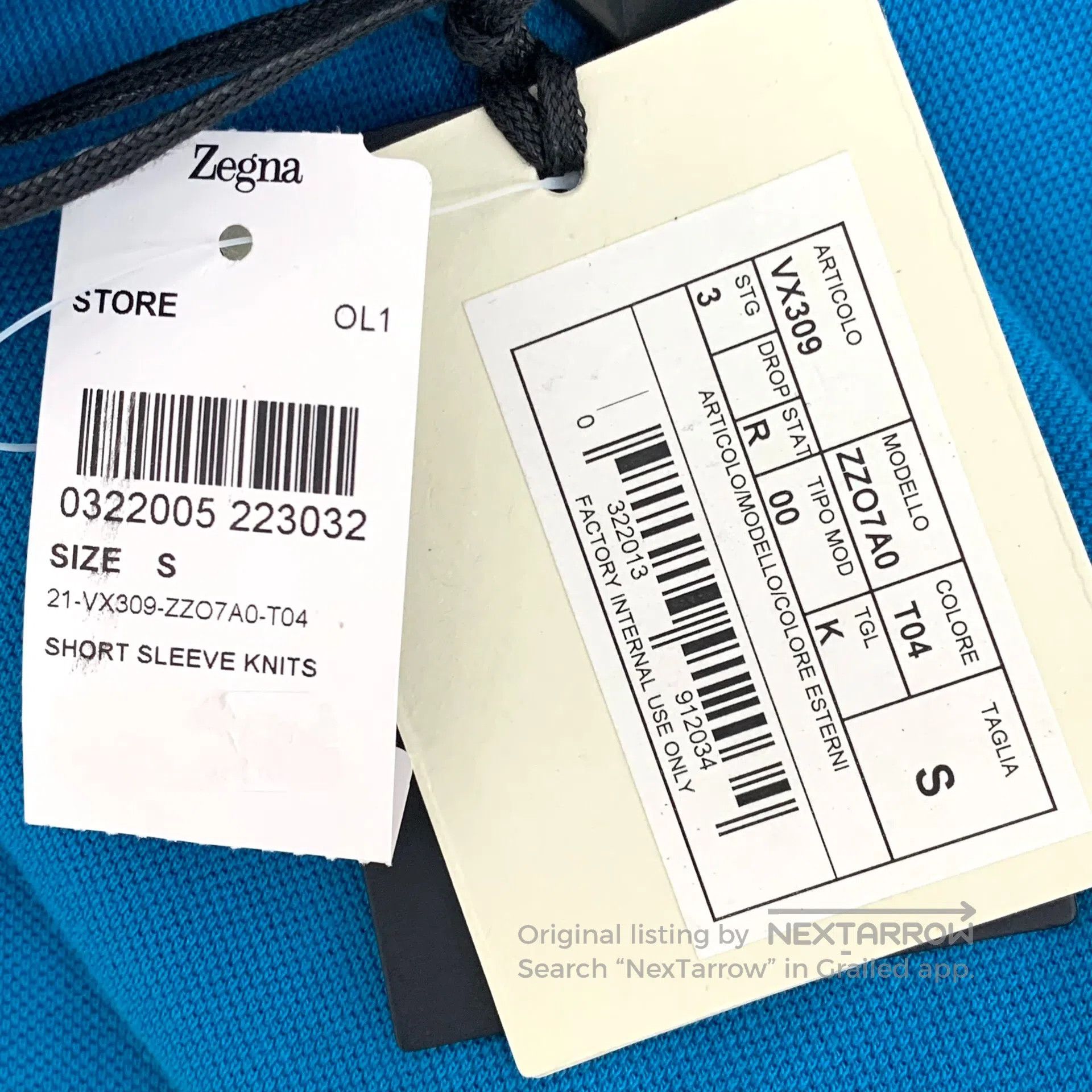 Ermenegildo Zegna Zegna Blue Logo Letter Embroidery Cotton Collar Short Slee Size US S / EU 44-46 / 1 - 9 Thumbnail