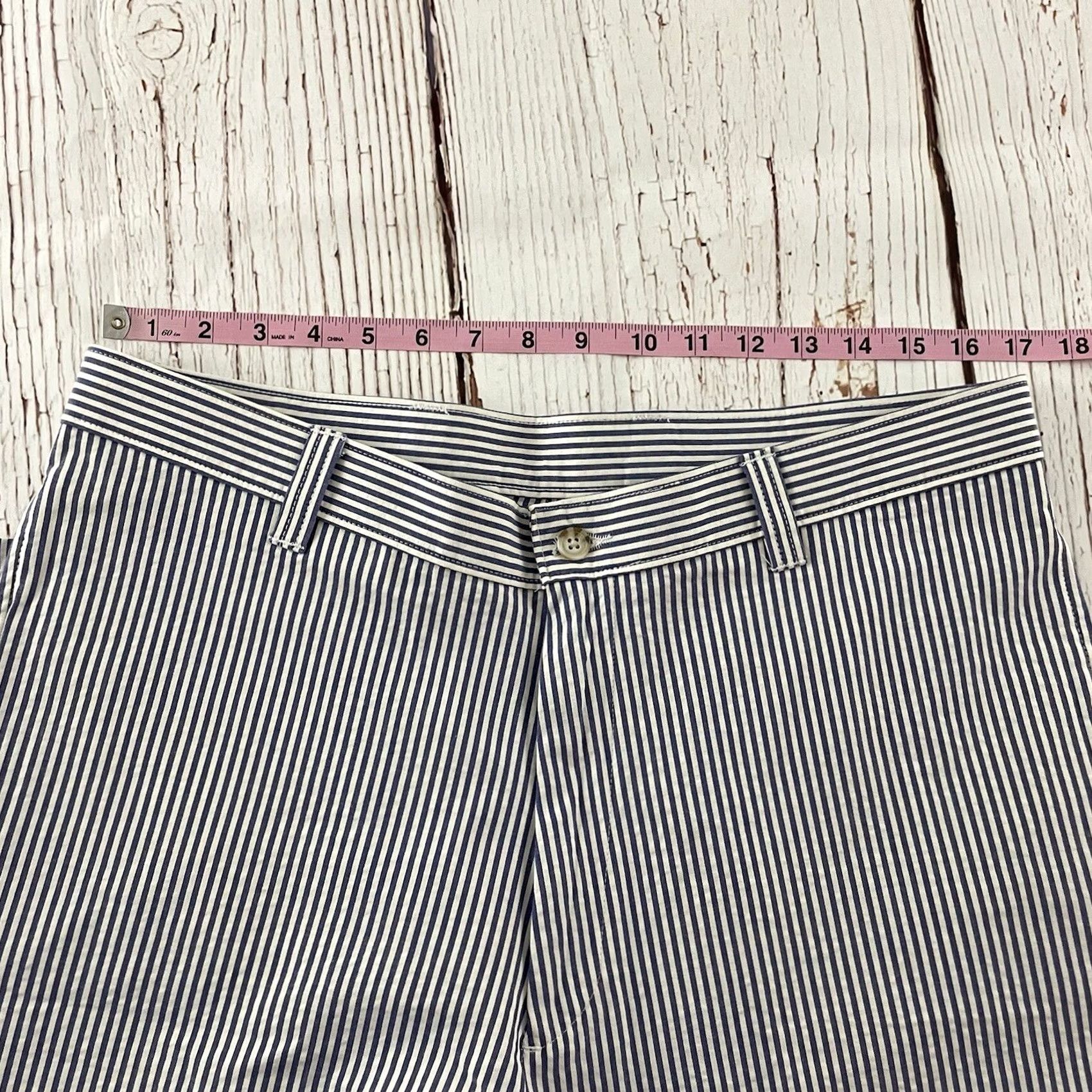 Vintage VINTAGE 1946 Striped Seersucker Flat Front Pants Men's 36 Blue White Size US 36 / EU 52 - 2 Thumbnail