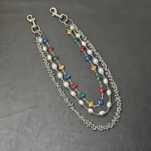 Jewelry Delicate Color Rhinestone 3 Layers Pearl Pants Chain Size ONE SIZE - 5 Thumbnail