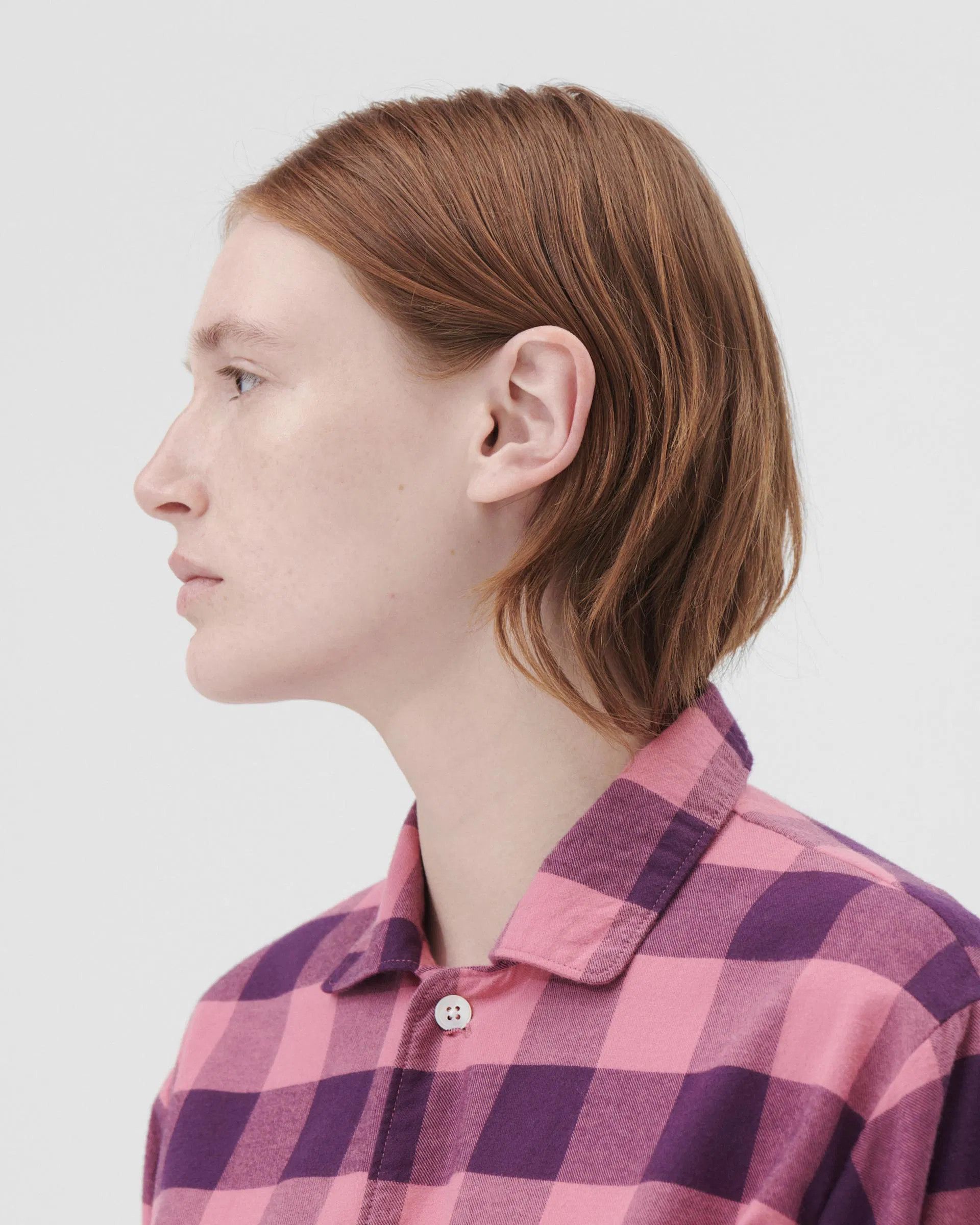 Tekla o1mle0325 Unisex Flannel Pyjamas Shirt in Pink Gingham Size US M / EU 48-50 / 2 - 5 Thumbnail