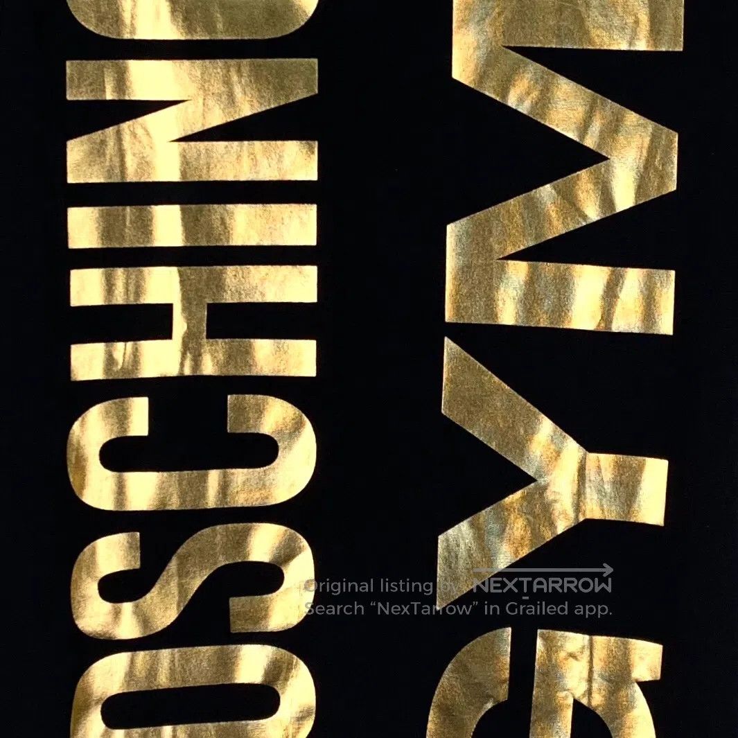 Moschino Moschino Black logo letter gold-embossed printed cotton ro Size S / US 4 / IT 40 - 4 Thumbnail