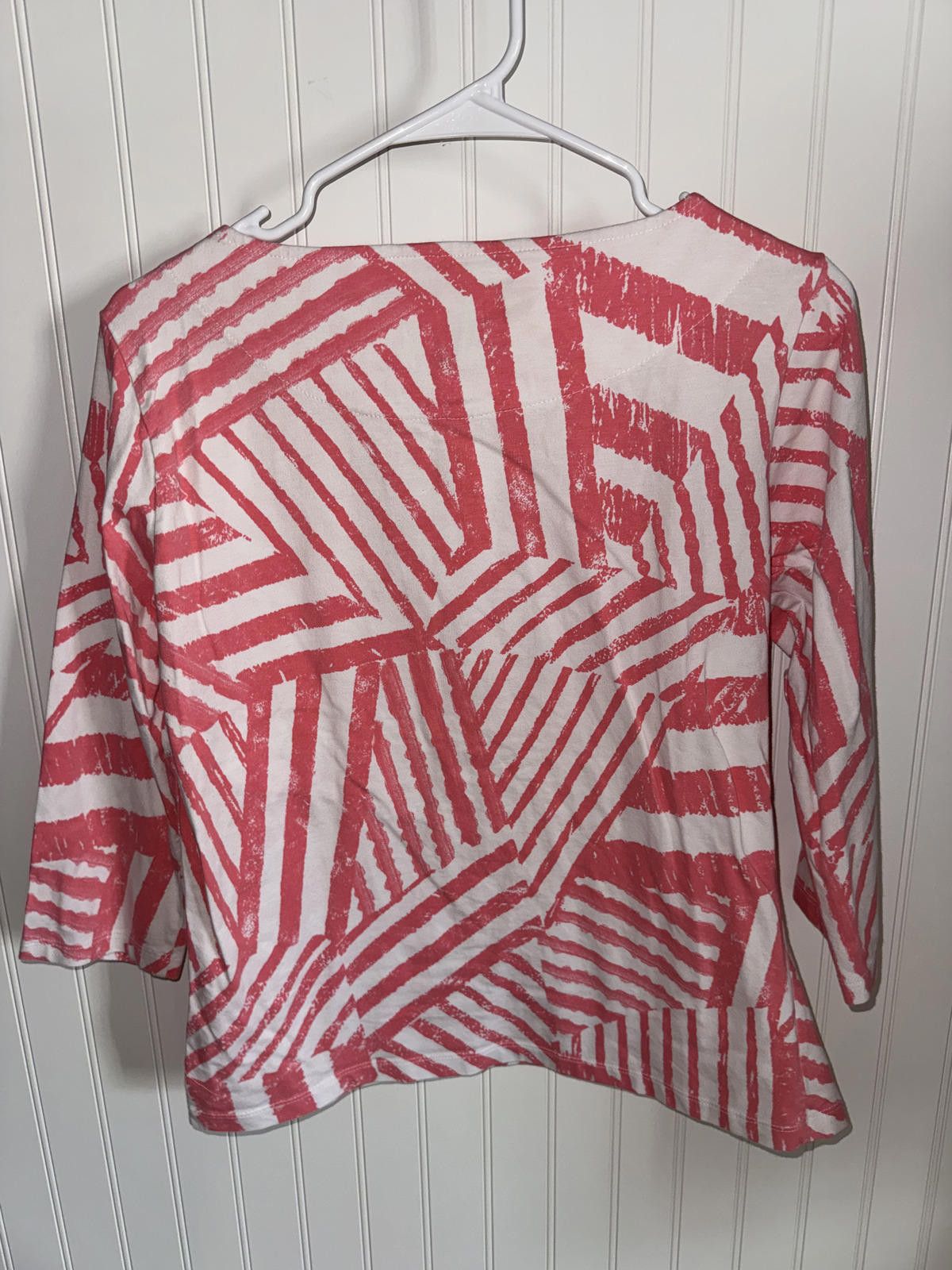 Other Ruby Rd. Medium Pink and White Geometric Pattern Cotton Spad Size M / US 6-8 / IT 42-44 - 2 Thumbnail