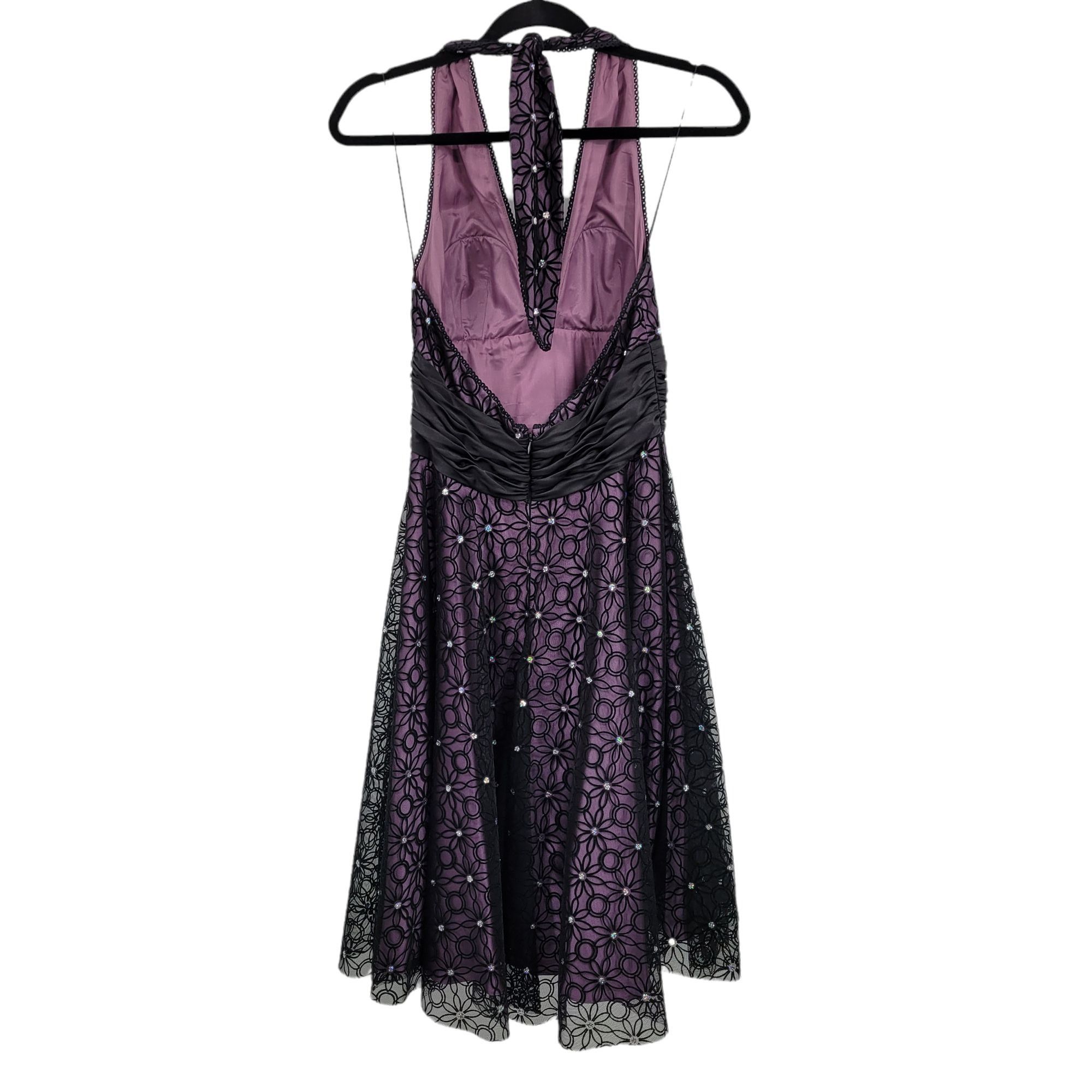 Adrianna Papell 90's Cocktail Dress Sz 6 Fairy Grunge Spiderweb Halter Purpl Size M / US 6-8 / IT 42-44 - 5 Thumbnail