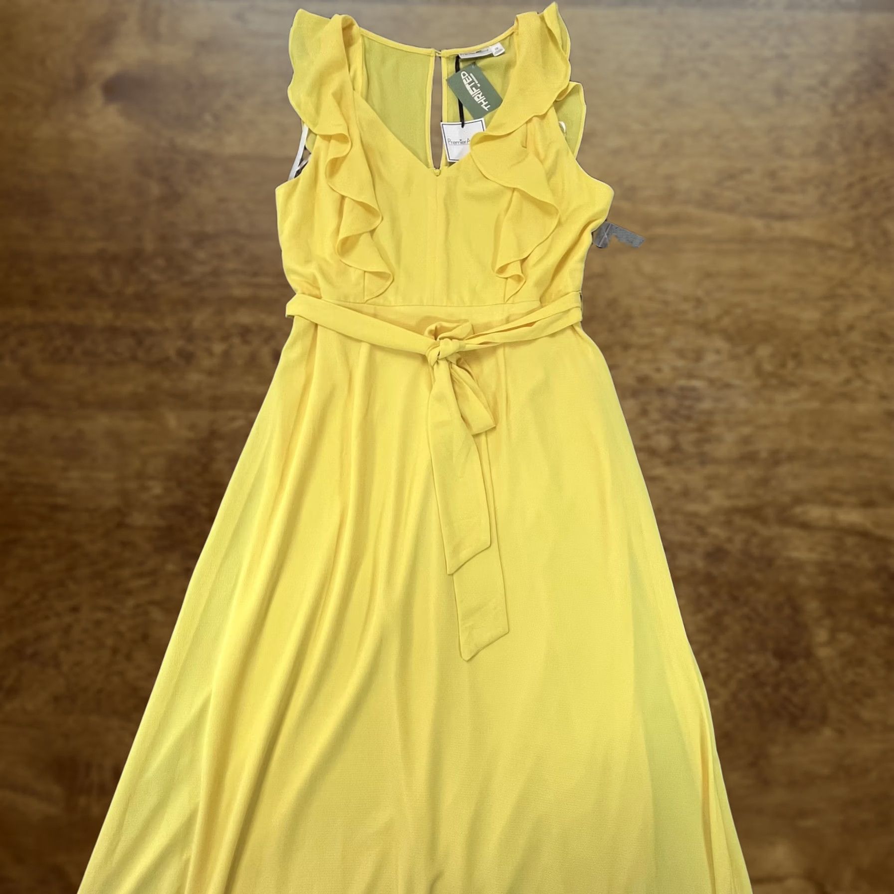 Vintage VINTAGE? No. Premier Amour Dress Womens 14 Yellow Maxi Sleeveless Ruffle Belted New 89 Size XL / US 12-14 / IT 48-50 - 1 Thumbnail