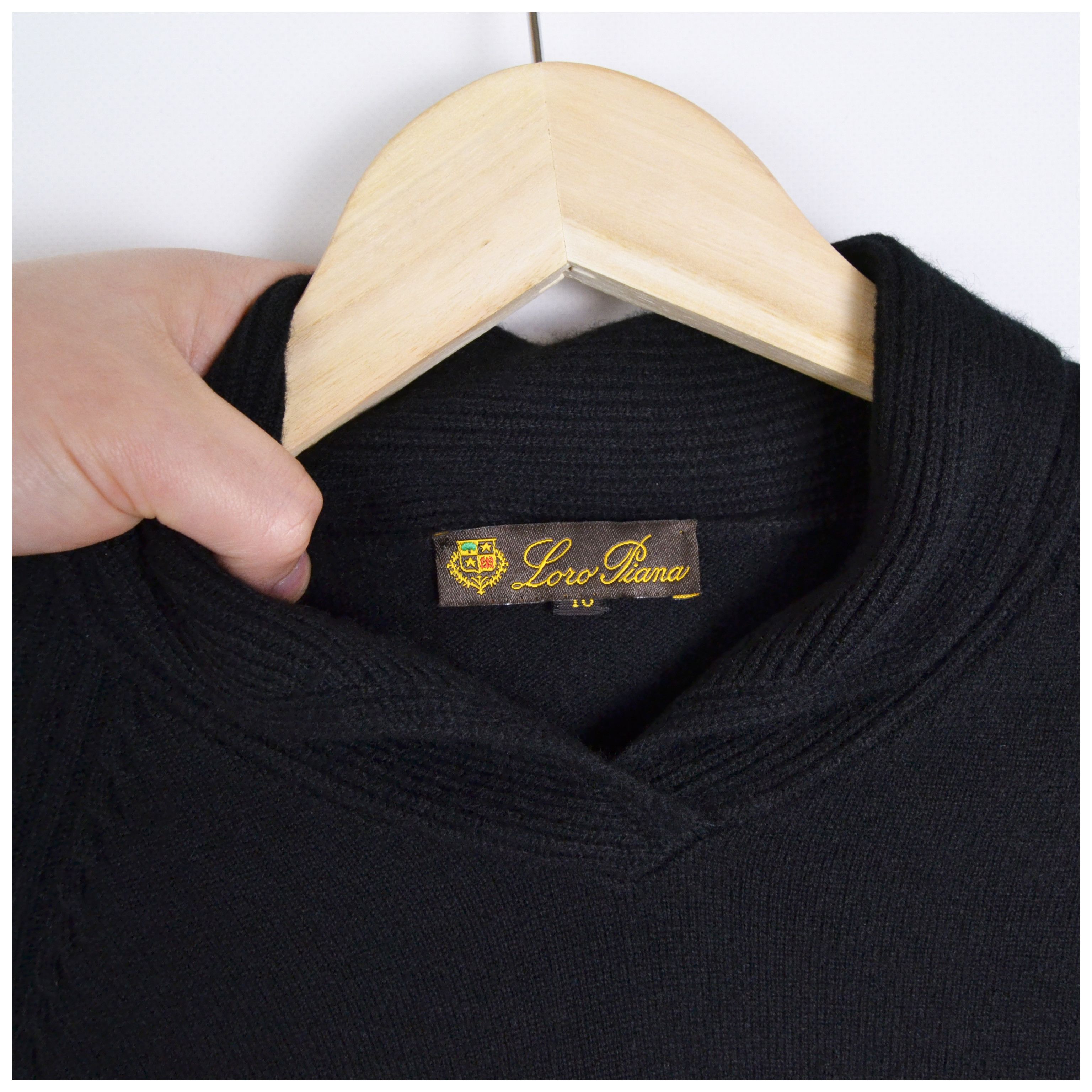 Loro Piana Vintage Loro Piana Black Cashmere Shawl Collar Sweater Size XL / US 12-14 / IT 48-50 - 12 Thumbnail