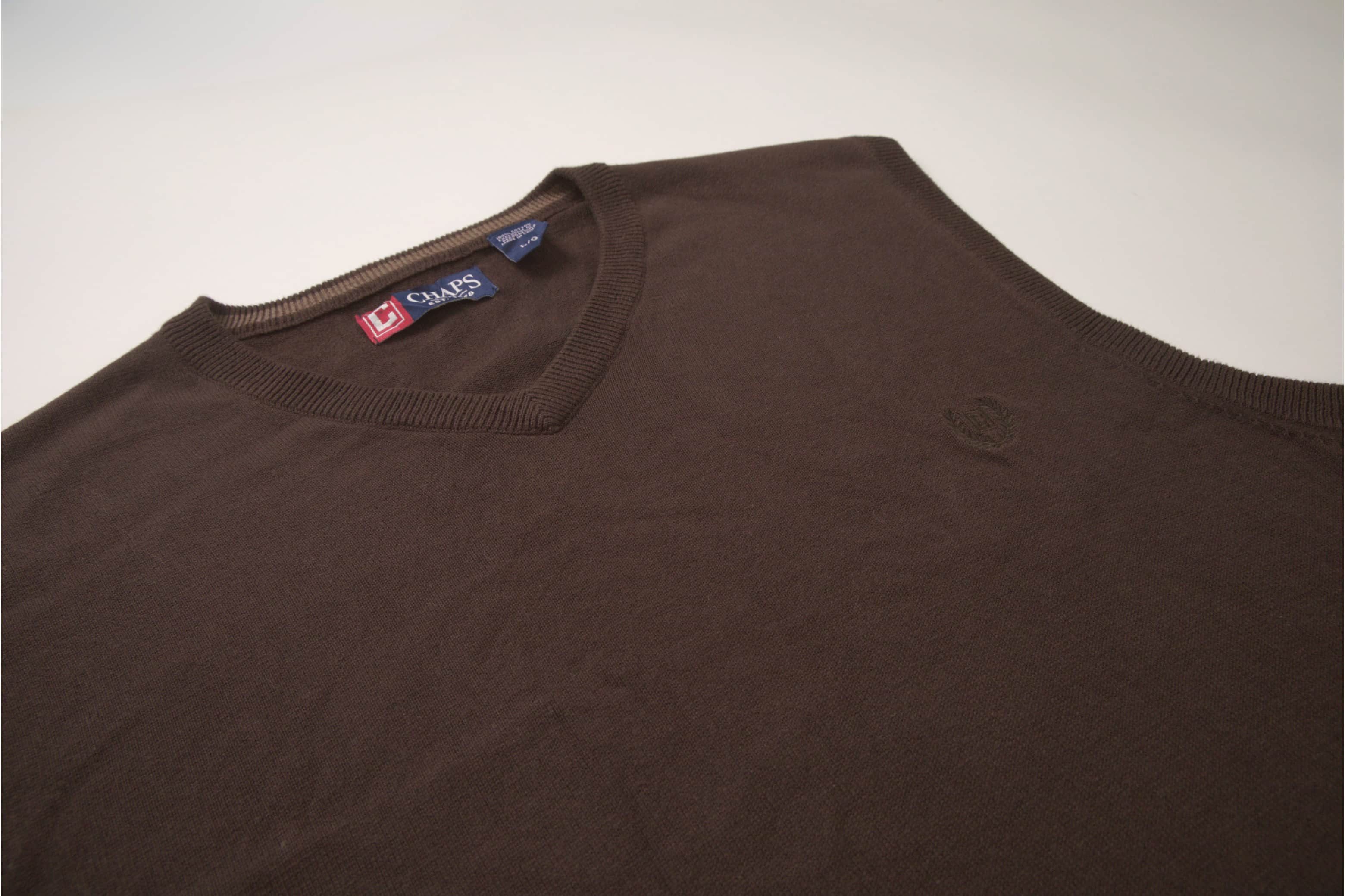 Chaps Ralph Lauren Vintage Brown Cotton Knit Vest (Large) Size US L / EU 52-54 / 3 - 2 Thumbnail