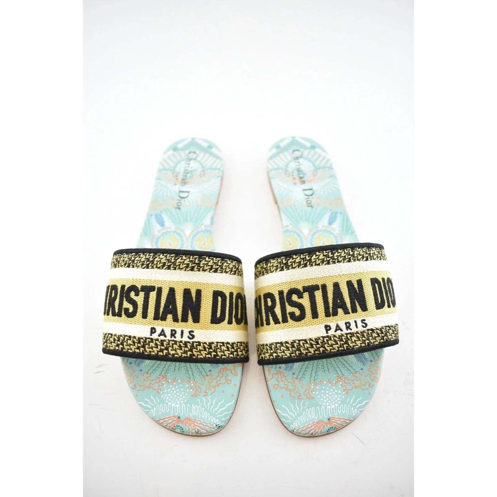Dior In Lights Dway Embroidered Logo Slide Flat Sandal 35 Size US 5 / IT 35 - 9 Thumbnail