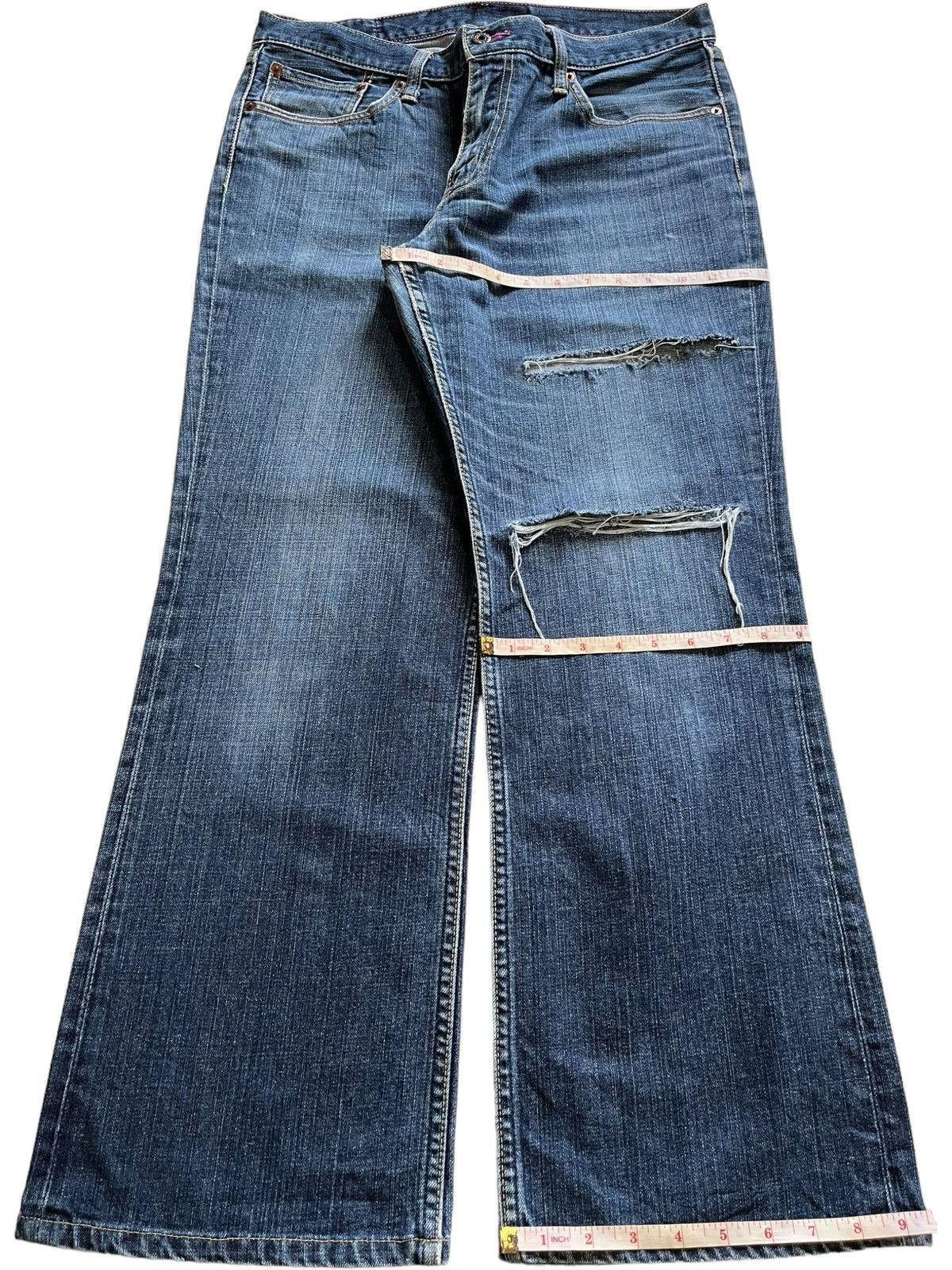 Levi's Vintage 90s Levis 507 Bootcut Blue Wash Distressed Jeans Size US 33 - 13 Thumbnail