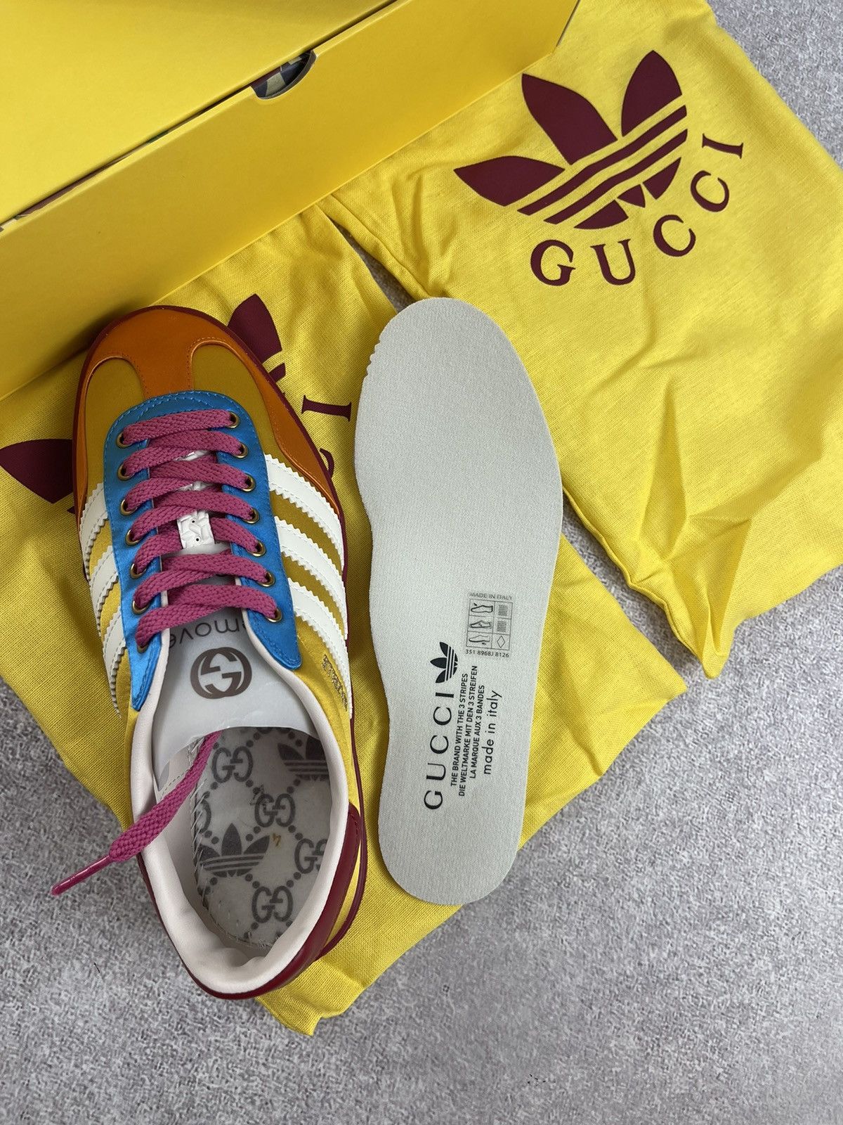 Adidas × Gucci Adidas x Gucci Gazelle Yellow/White/Red Sneakers Size 36 2/3 Size US 5.5 / IT 35.5 - 13 Thumbnail