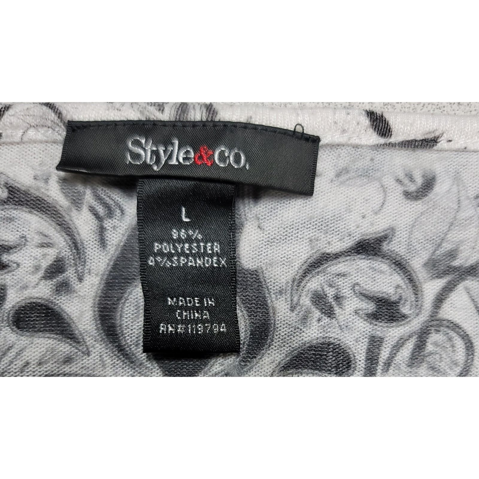 Other Style & Co White Black Gray Floral Butterflies Sequin Top L Size L / US 10 / IT 46 - 4 Thumbnail