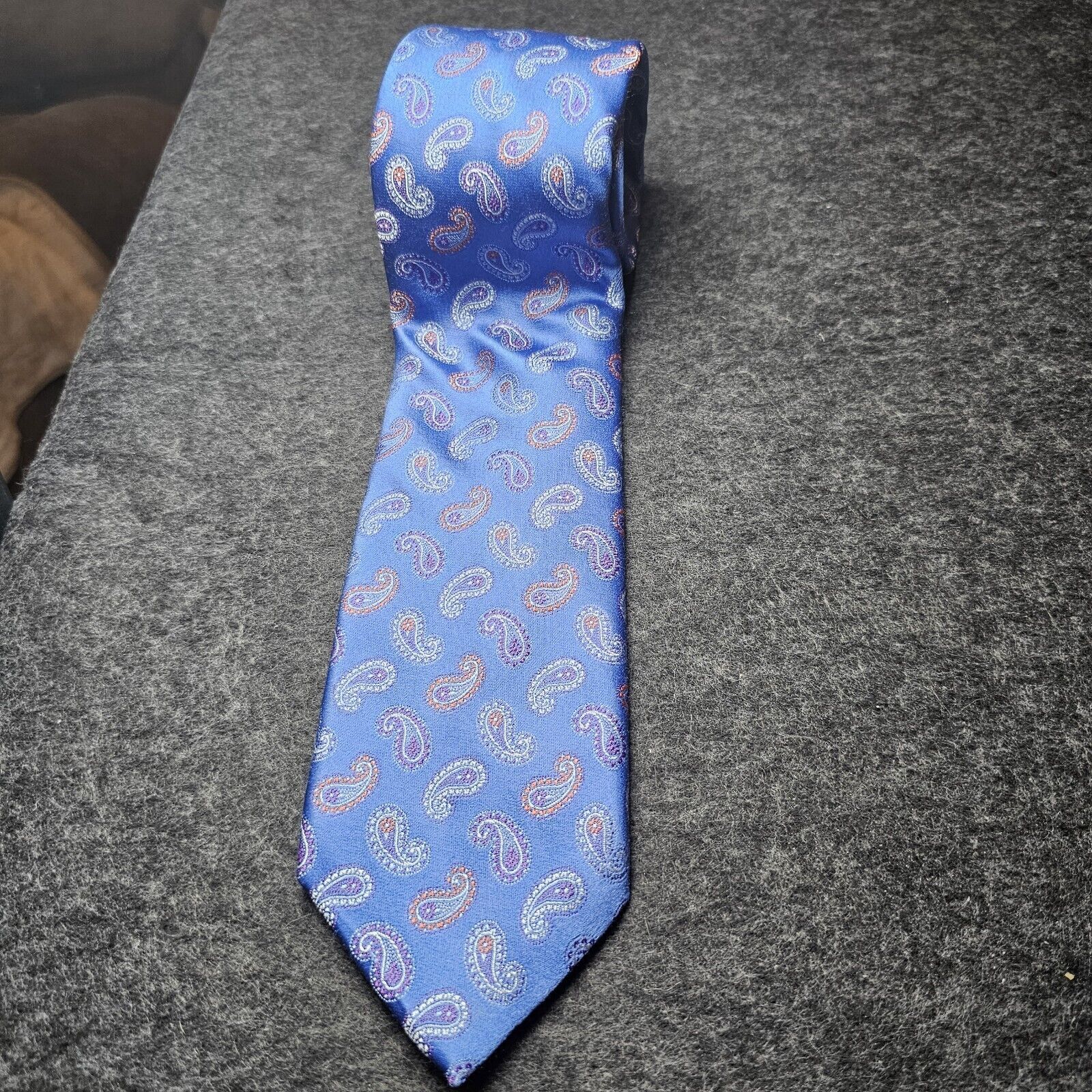 David Donahue David Donahue Tie 100% Silk Paisley Blue USA Necktie Italy Size ONE SIZE - 12 Thumbnail