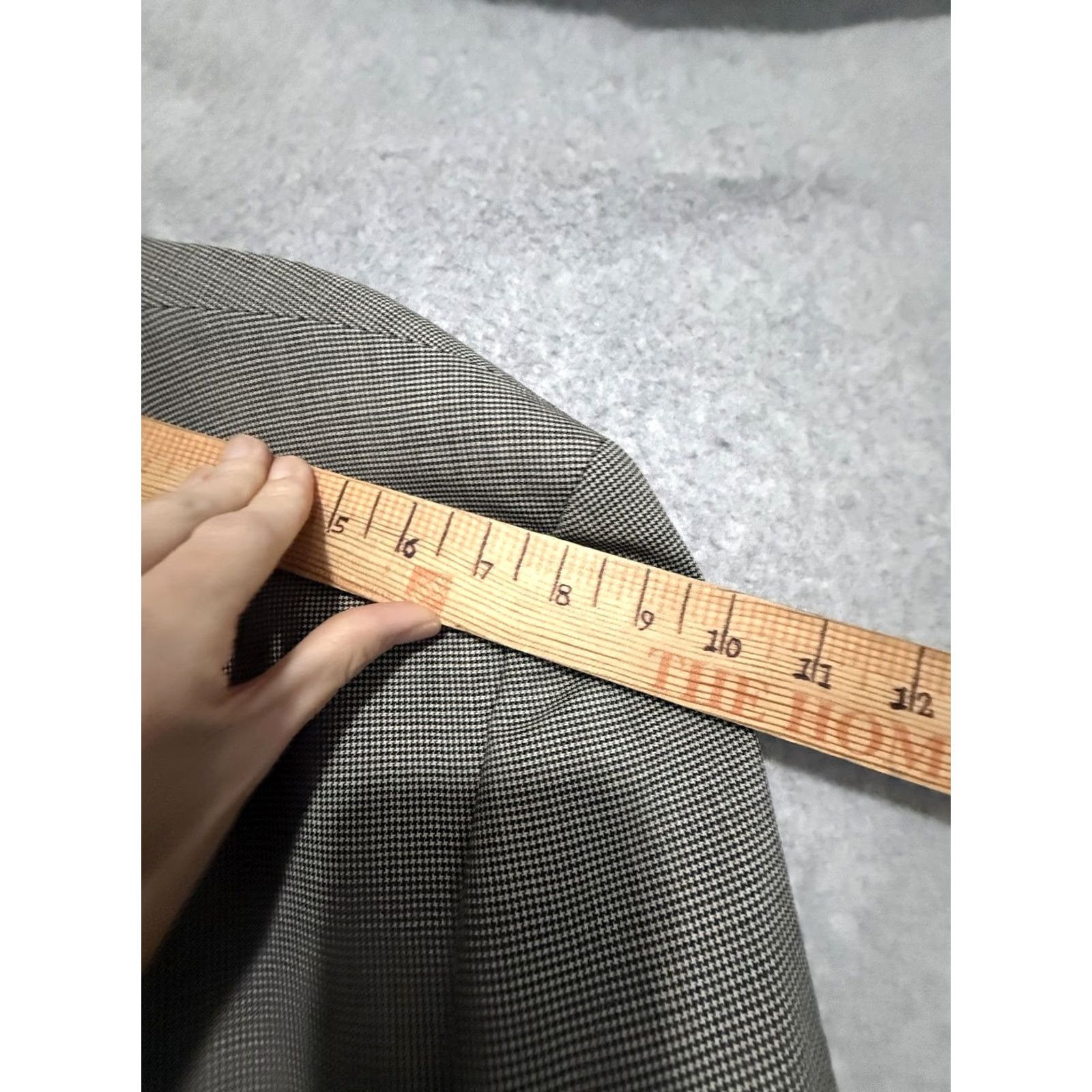 Doublet VINTAGE Tom James Suit Jacket Mens 46L Gray Check Double Breasted Long Big Tall Size 46R - 3 Thumbnail