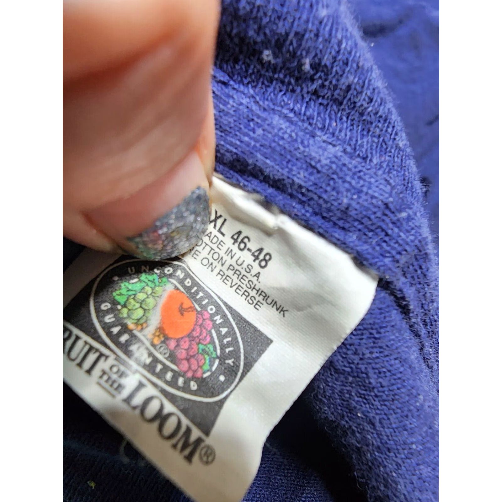 Fruit Of The Loom VINTAGE Fruit of the Loom 90s Distressed XL Blue Pocket T-Shirt Cotton Mens Size US XL / EU 56 / 4 - 5 Thumbnail