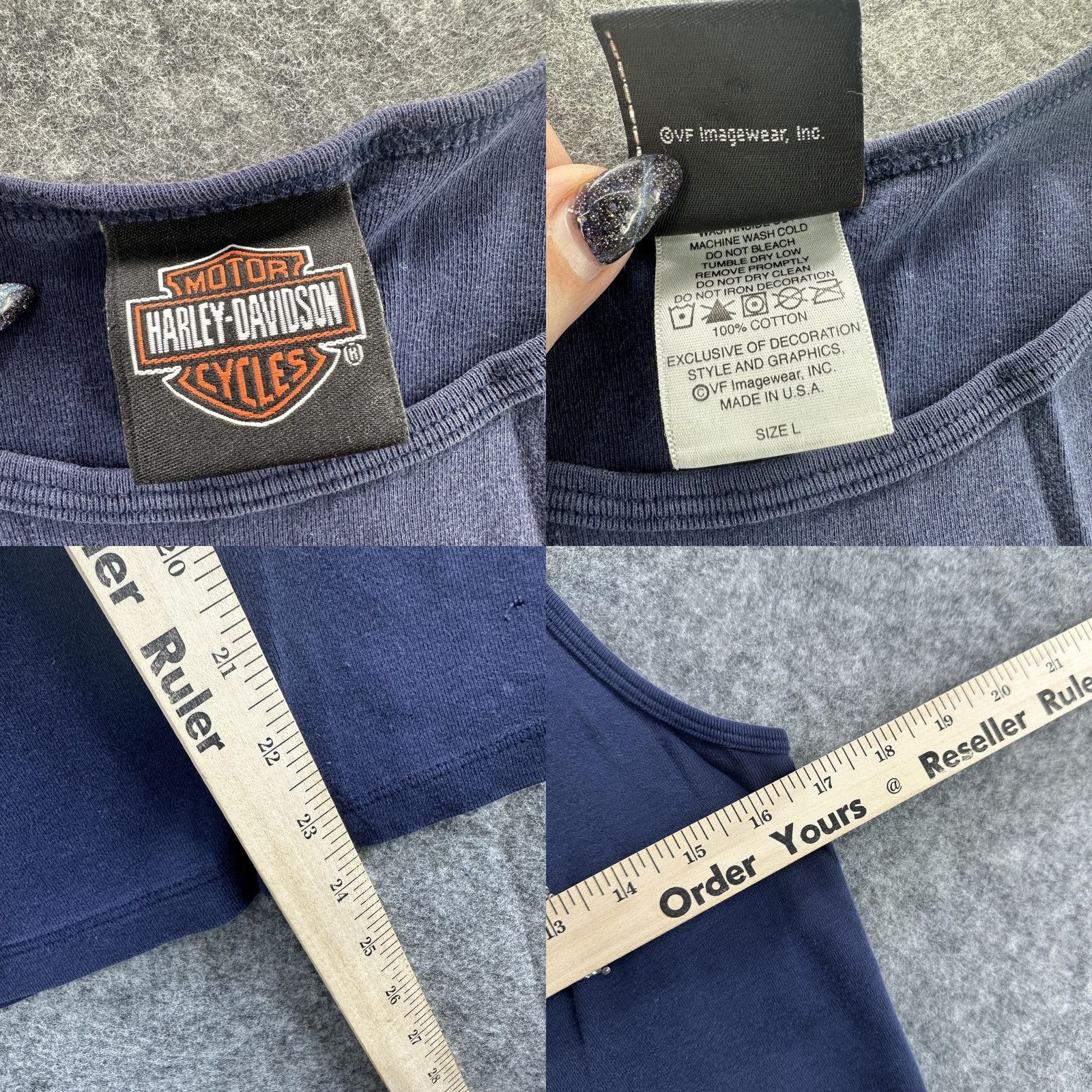 Harley Davidson VINTAGE Harley-Davidson Tank Shirt Womens Large Blue Rhinestone Livermore California USA Tank Top Size L / US 10 / IT 46 - 8 Thumbnail