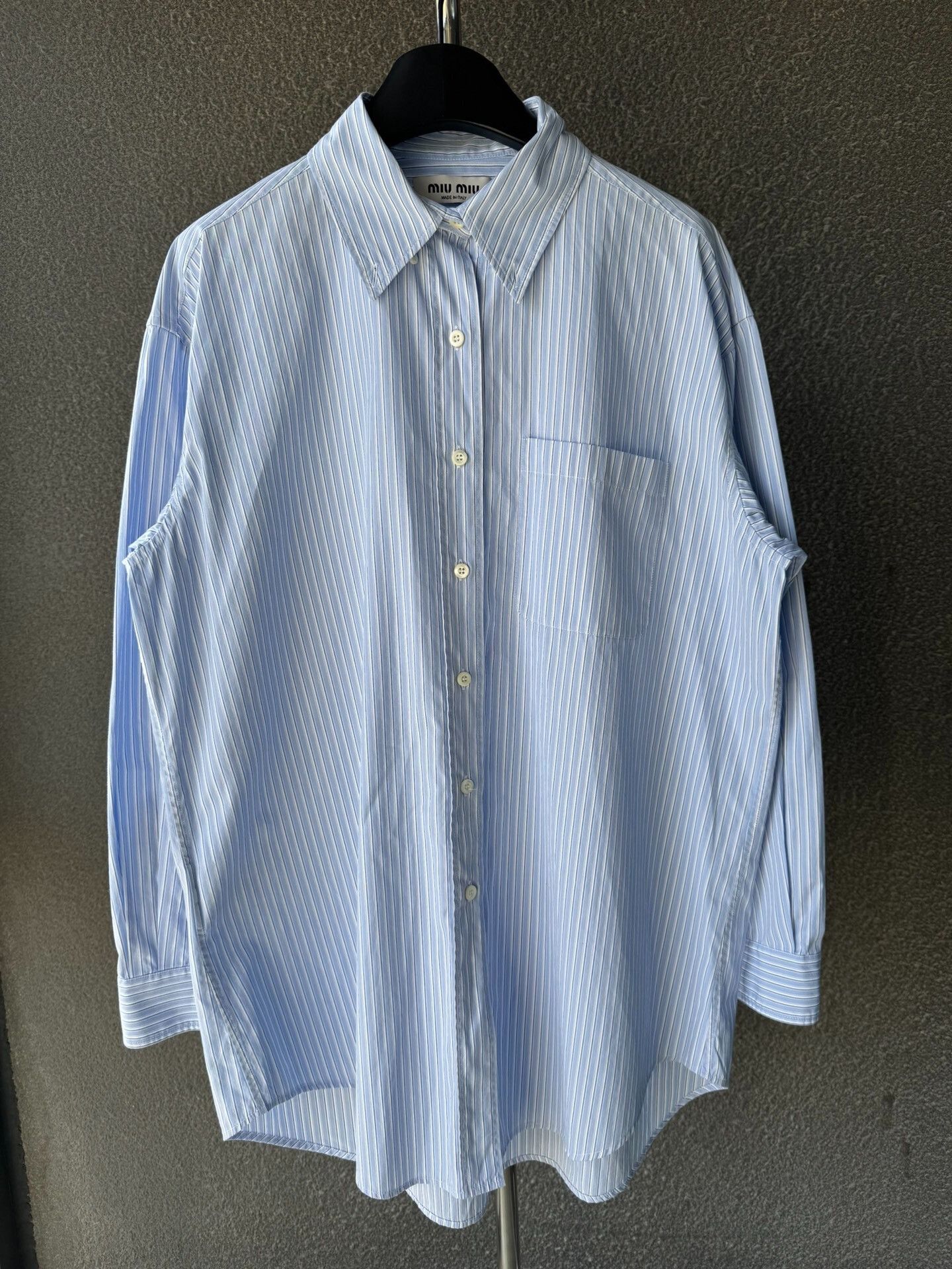 Miu Miu Miu Miu Embroidered Blue Striped Shirt Size M / US 6-8 / IT 42-44 - 1 Thumbnail