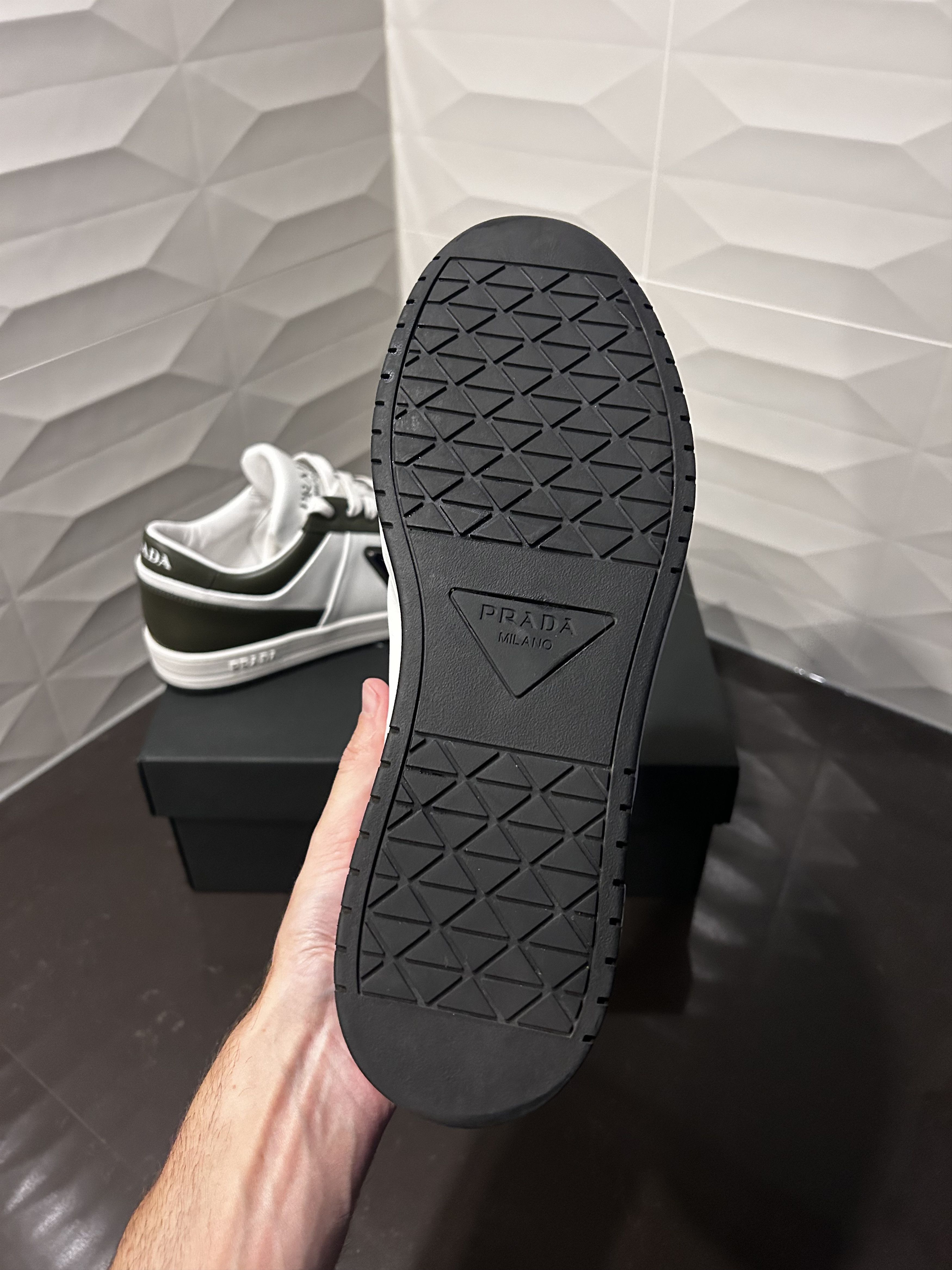 Prada 👟 Prada Downtown Leather Sneakers – Olive Green – Sz 10US Size US 10 / EU 43 - 16 Thumbnail