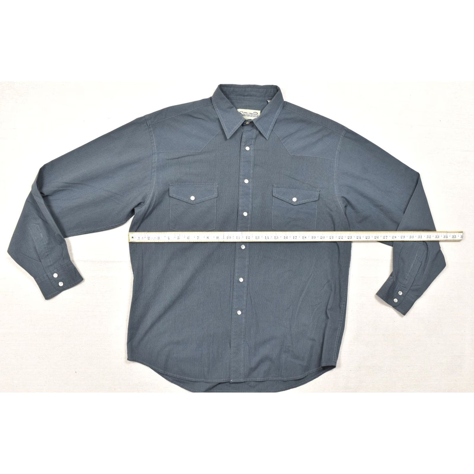 Vintage Sunweave Mens XL Western Pearl Snap Shirt Long Sleeve Textured Gray Point Collar Size US XL / EU 56 / 4 - 3 Thumbnail