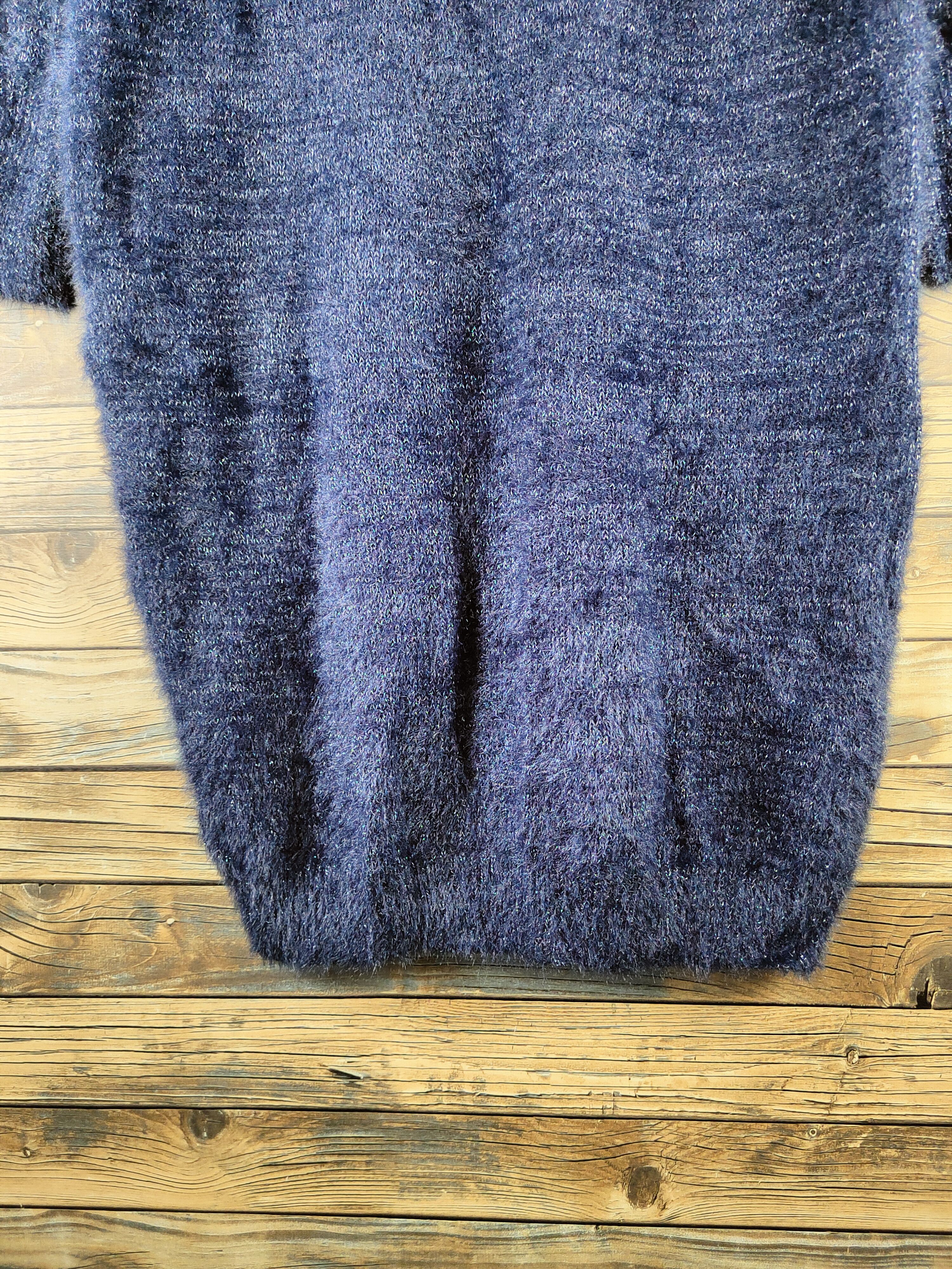 Japanese Brand DL Zootie Navy Fur Mohair Knitwear #46-496 Size M / US 6-8 / IT 42-44 - 11 Thumbnail