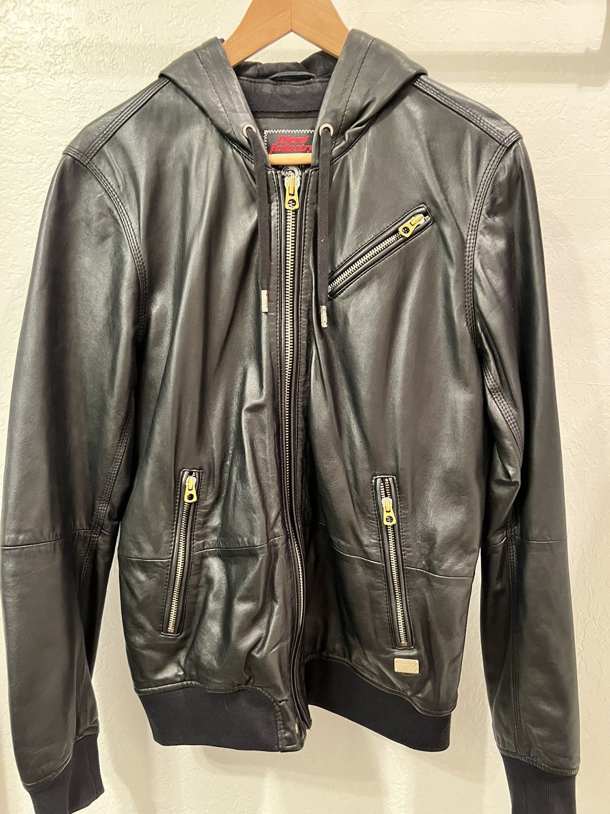 Diesel Black Gold Diesel Lambskin Leather Hoodie Jacket Size US S / EU 44-46 / 1 - 10 Thumbnail