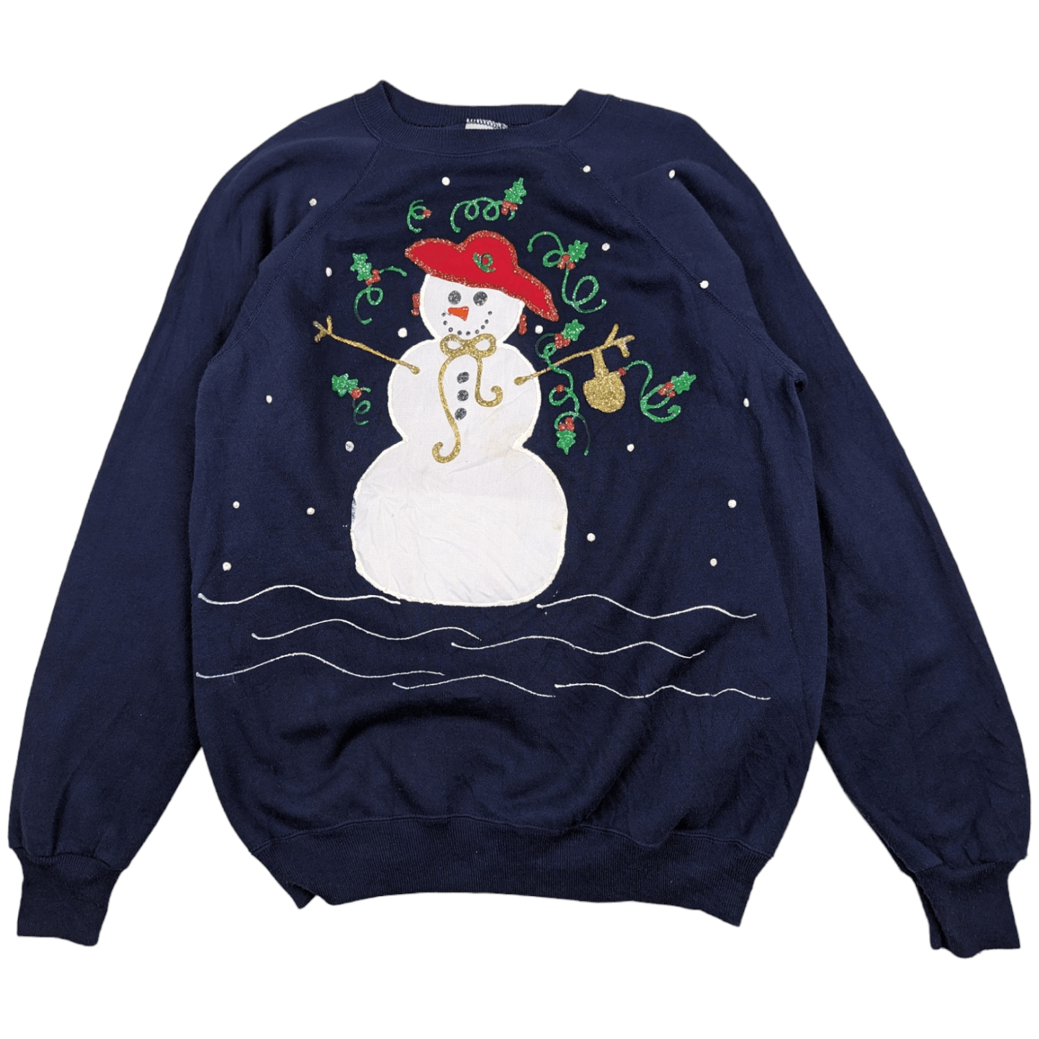 Hanes Vintage 90's HANES Custom Snowman Christmas New Year Jumper Size US L / EU 52-54 / 3 - 3 Thumbnail