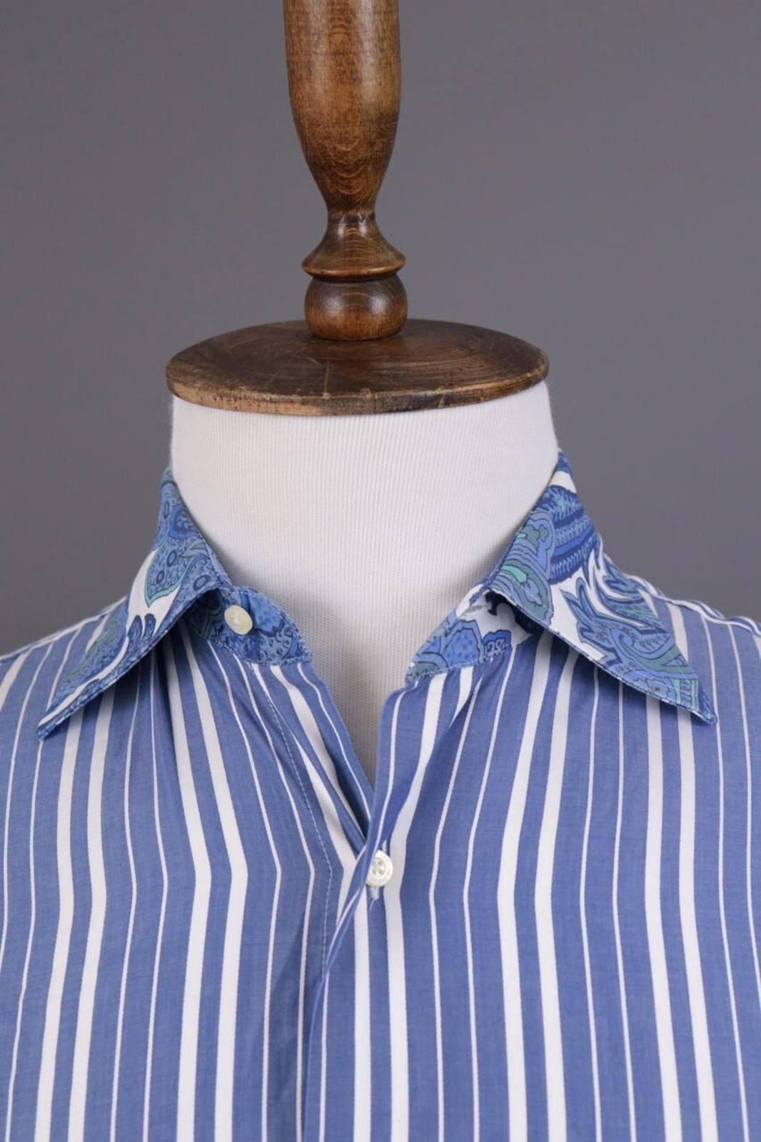 Eton Eton Blue White Striped 100% Cotton Collar Shirt Size 38 Size US M / EU 48-50 / 2 - 5 Thumbnail