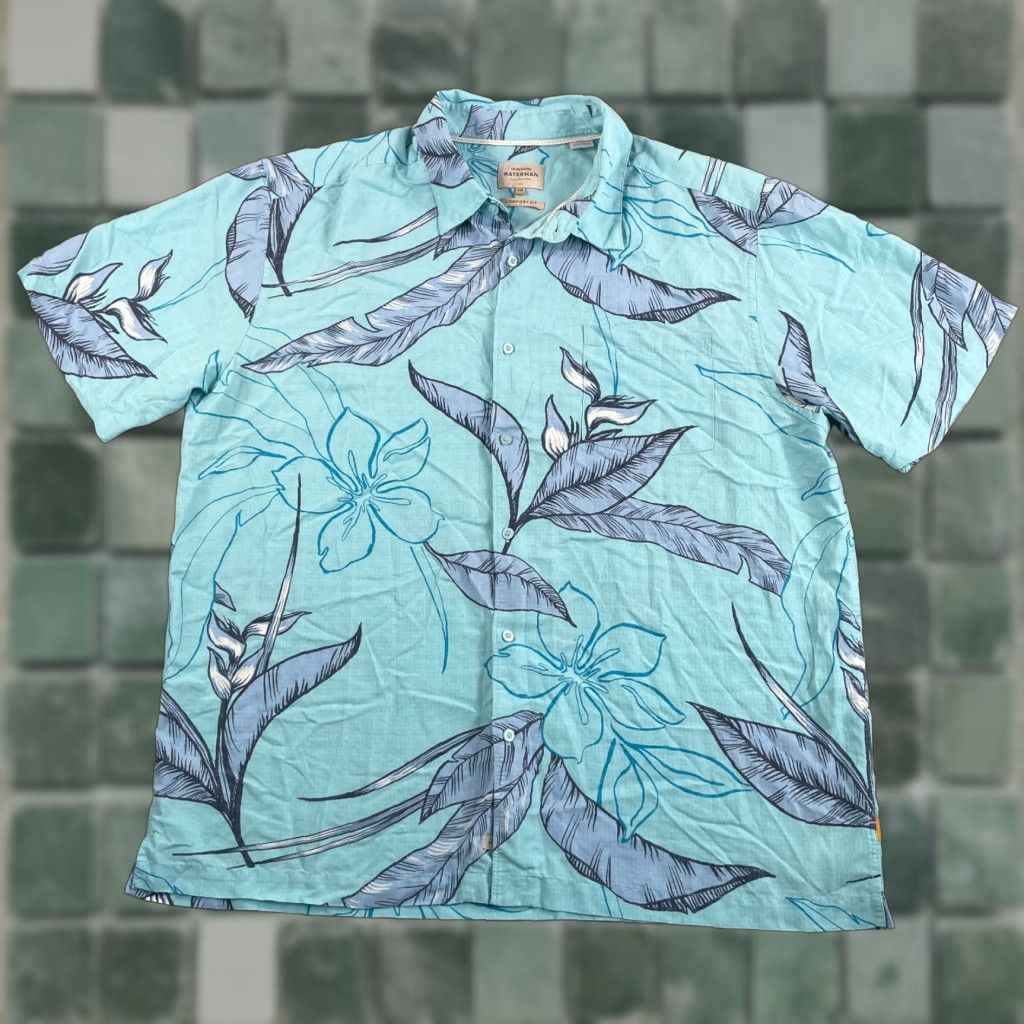Quiksilver Quiksilver Waterman Shirt Men 2XL Blue Floral Hawaiian Short Sleeve NWOT Button-Up Collared Beach Tropical Surf Casual Mens Size US XXL / EU 58 / 5 - 1 Thumbnail