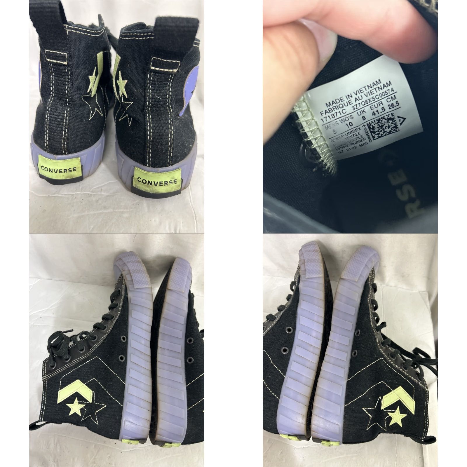Converse VINTAGE Converse Chuck Taylor Hi Top BLACK 3D Night Womens 10 Shoes Sneakers High Top Mens/ Womens Size M / US 6-8 / IT 42-44 - 9 Thumbnail