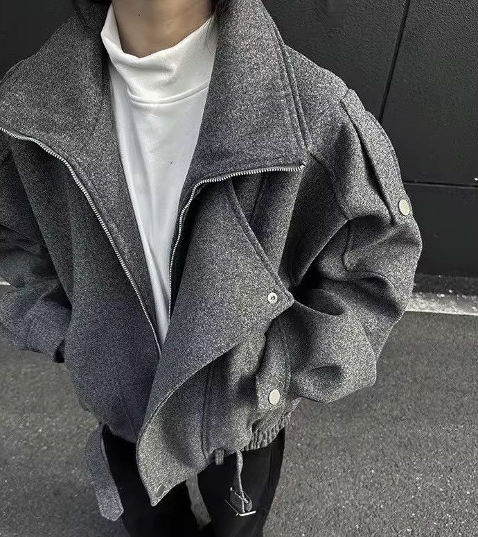 Other Streetwear Grey Zipper Casual Woolen Jacket Coat Size US L / EU 52-54 / 3 - 7 Thumbnail