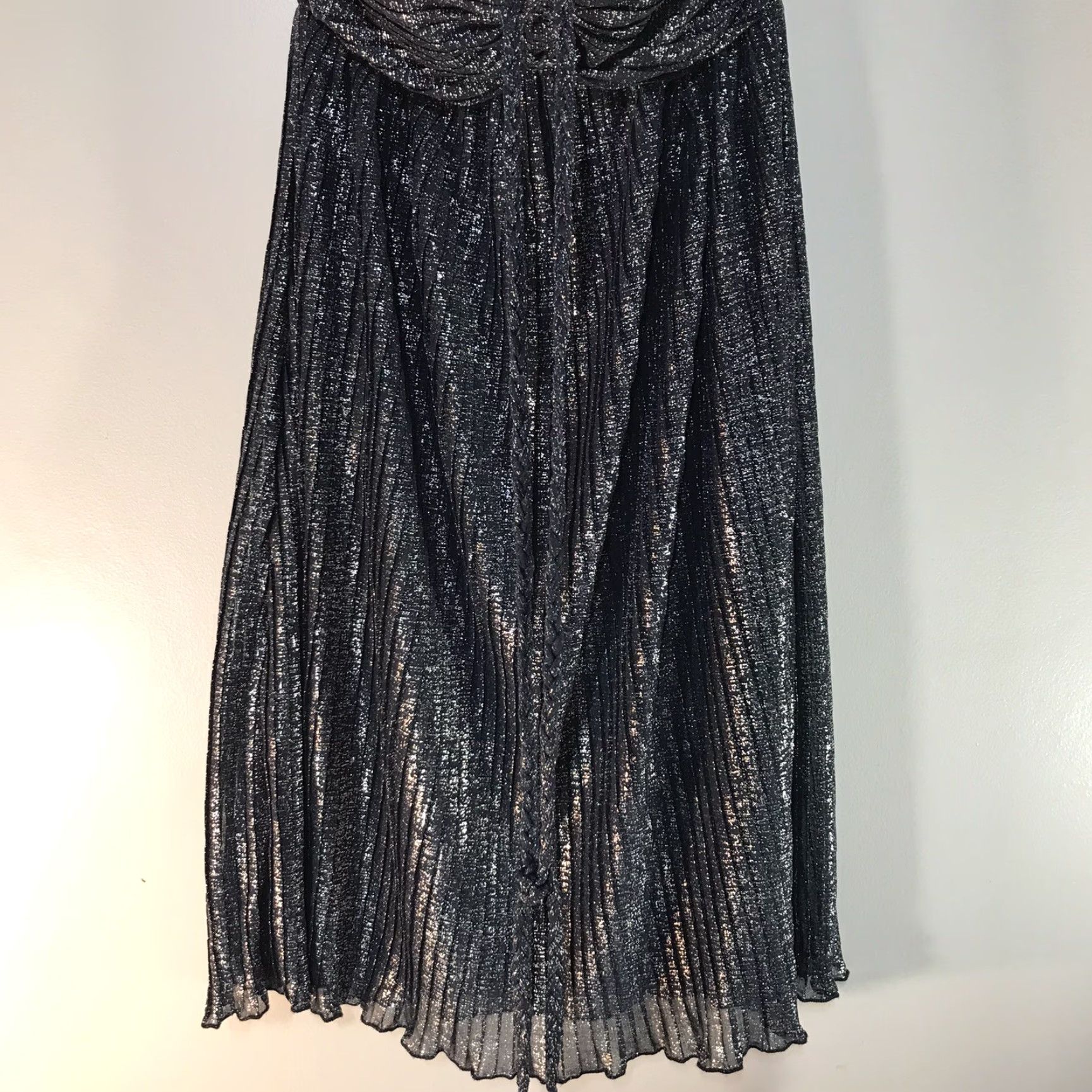 Vintage B. Darlin Silver Metallic Strapless Flowy Party Dress Womens Size 1/2 USA Size XS / US 0-2 / IT 36-38 - 3 Thumbnail