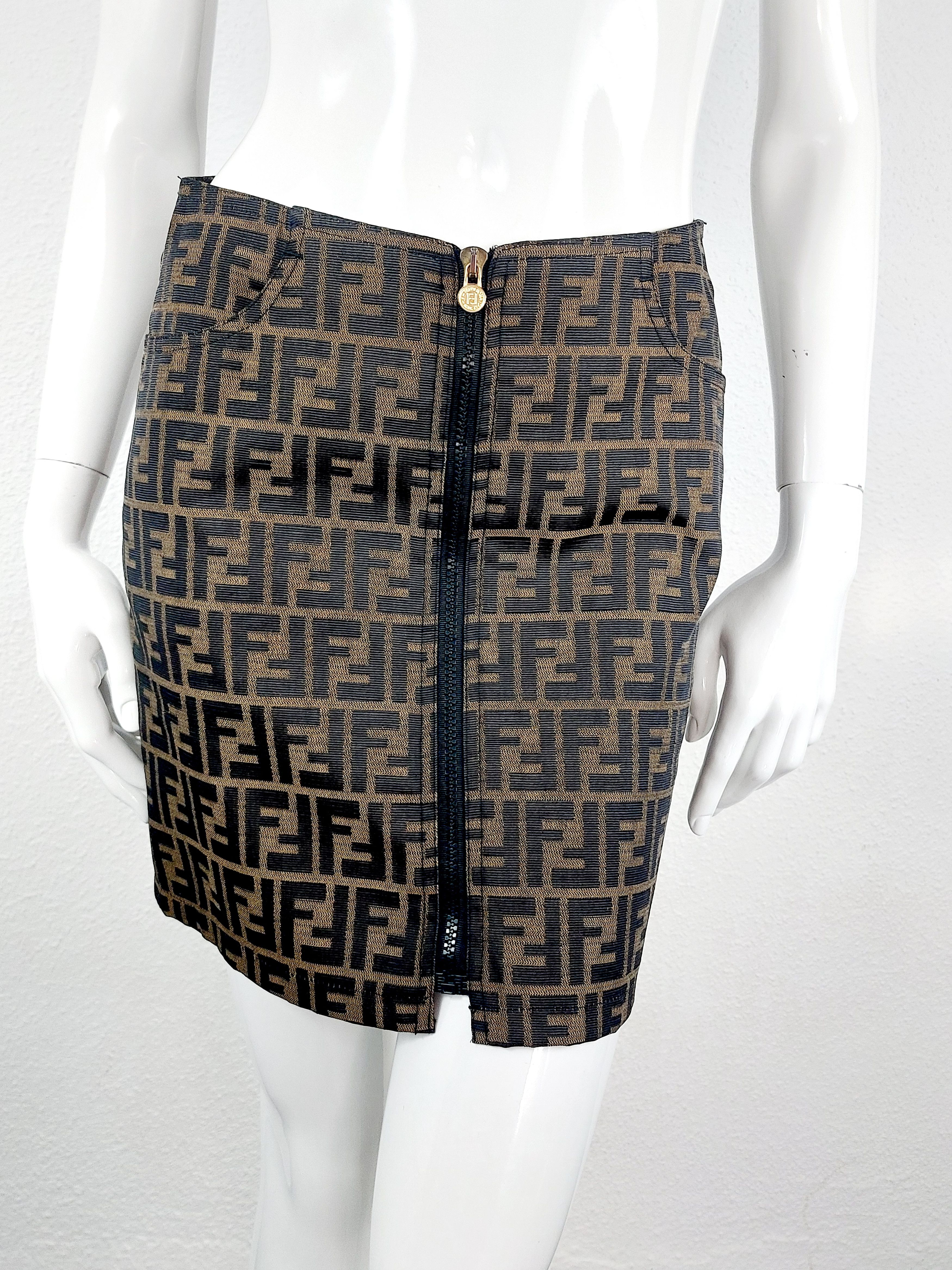 Fendi Zucca FF Archive Monogram FF 90’s Mini Pencil Skirt