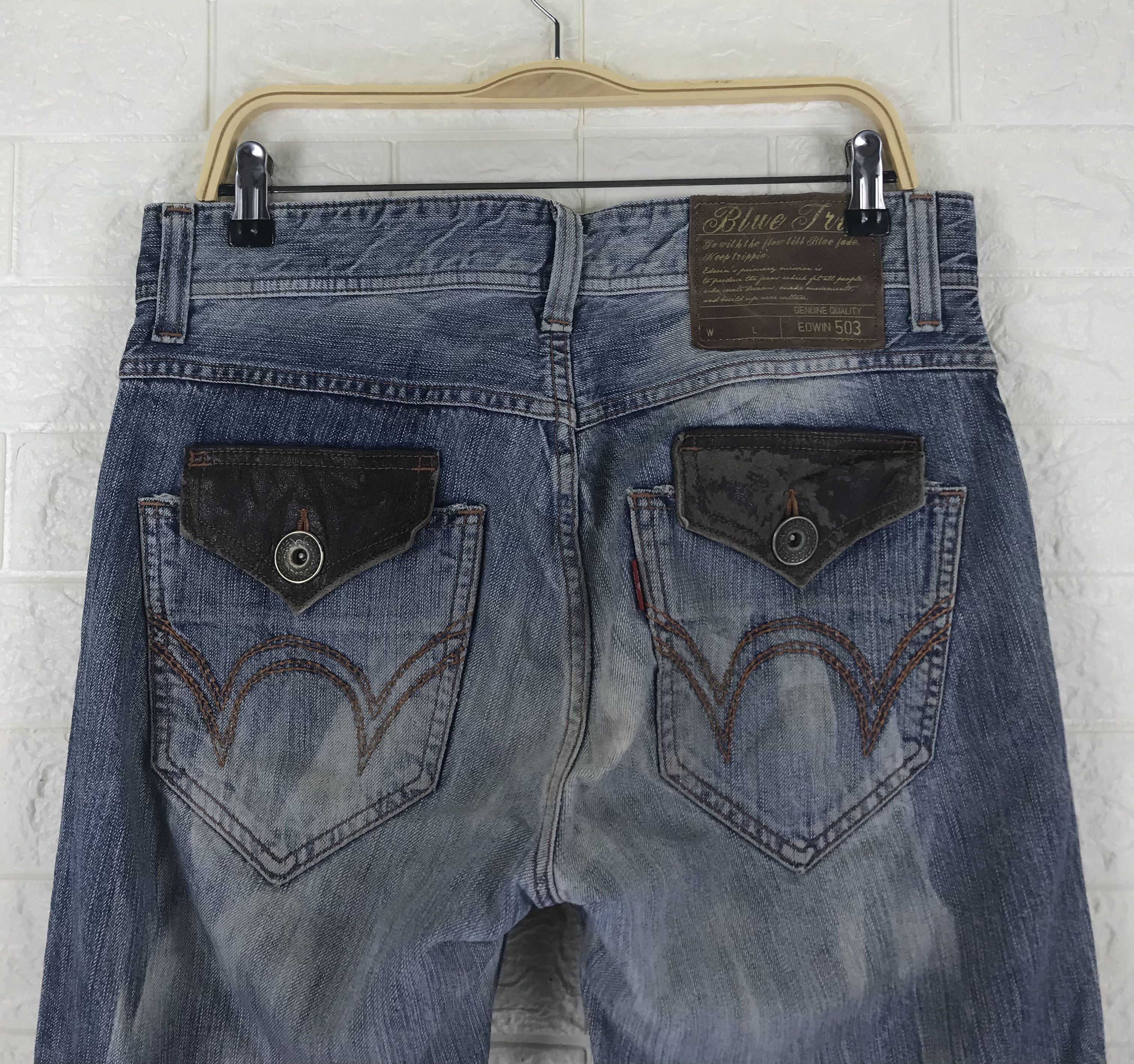 Edwin Vintage Edwin 503 Blue Bleach Flare Jeans Size US 32 / EU 48 - 6 Thumbnail