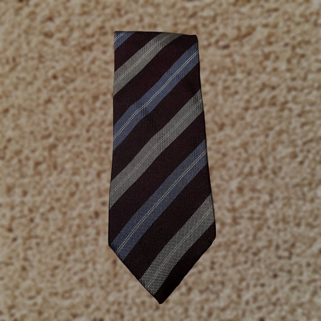 Eton Eton Striped Silk Cotton Blue Brown Neck Tie Italy Men's Size ONE SIZE - 1 Thumbnail