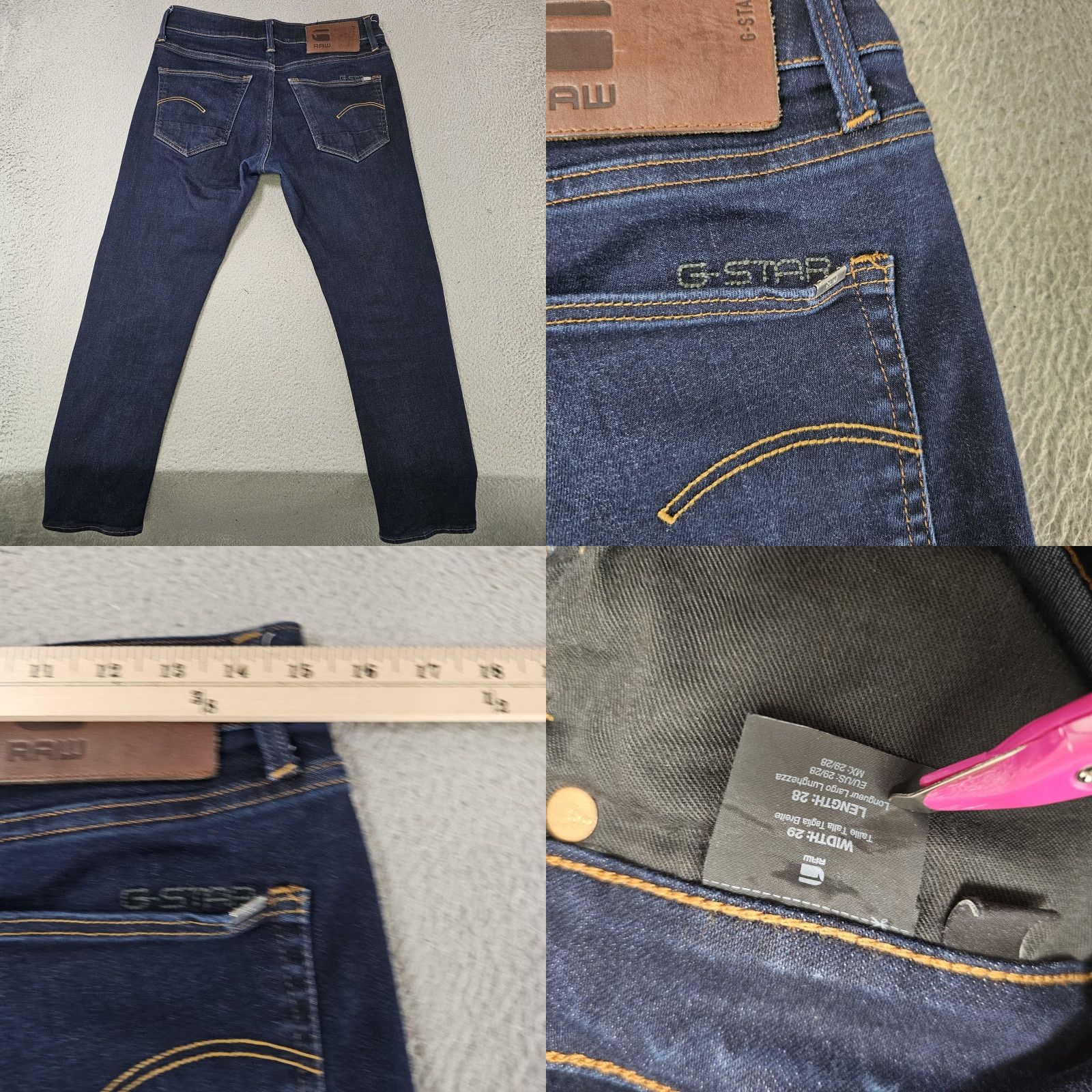 Vintage G Star Raw Jeans Mens 29x25 Slim Blue Denim 3301 3301 Slim G-Star RAW Jeans Men Regular Waist 29 Inseam 25 Dark Wash Stretch Pants Size US 29 - 8 Thumbnail