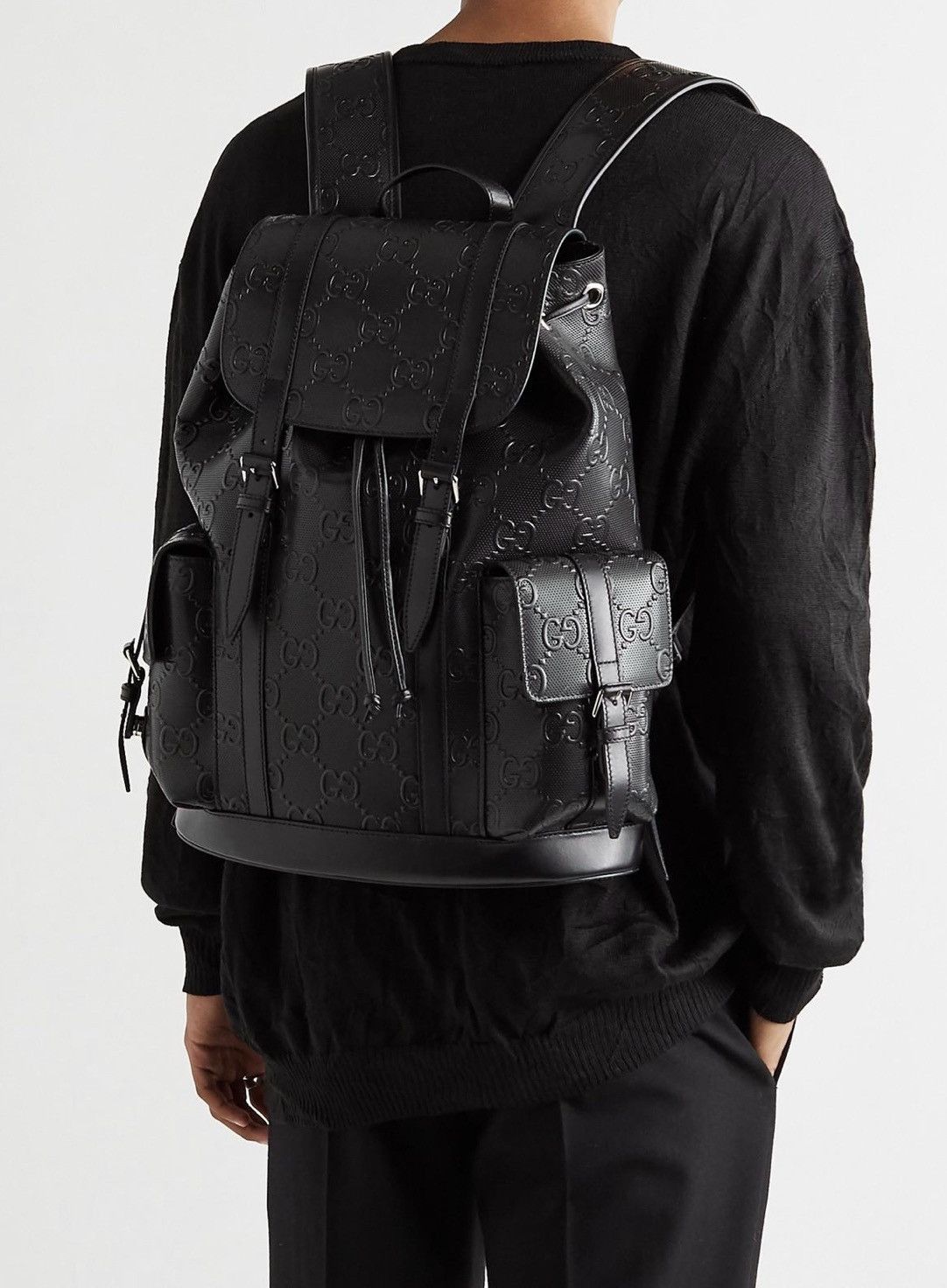 Gucci 💥LIMITED💥Gucci GG Leather Logo Embossed Backpack Size ONE SIZE - 4 Thumbnail