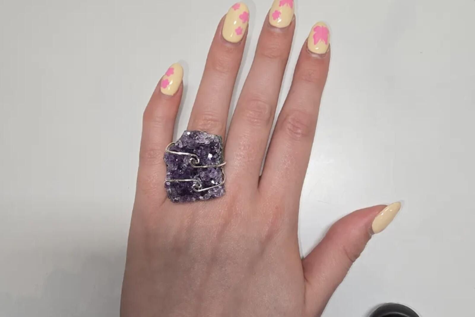 Other Handcrafted Amethyst Crystal Ring with Platinum Overlay Size ONE SIZE - 6 Thumbnail