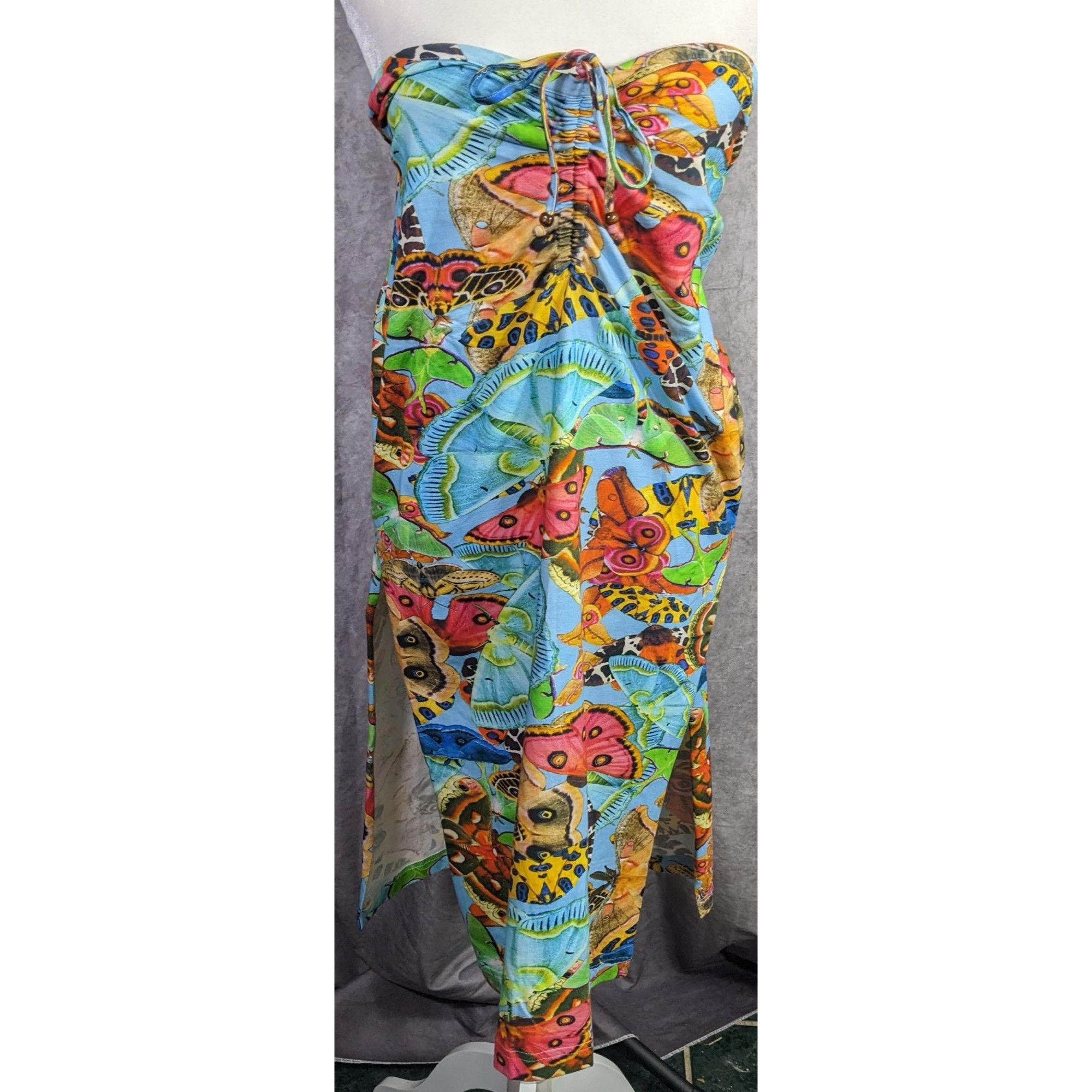 Other Summer Festival Abacaxi Womens Large Butterfly Print Tube Dr Size L / US 10 / IT 46 - 7 Thumbnail