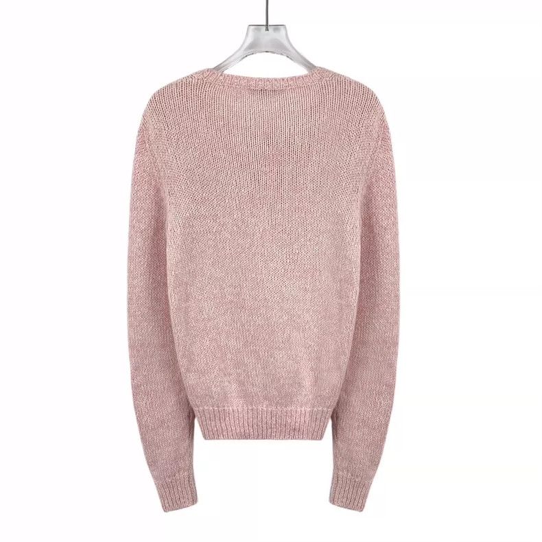 Loro Piana LORO PIANA Pink cotton long sleeve knitted sweater with V Size M / US 6-8 / IT 42-44 - 2 Thumbnail