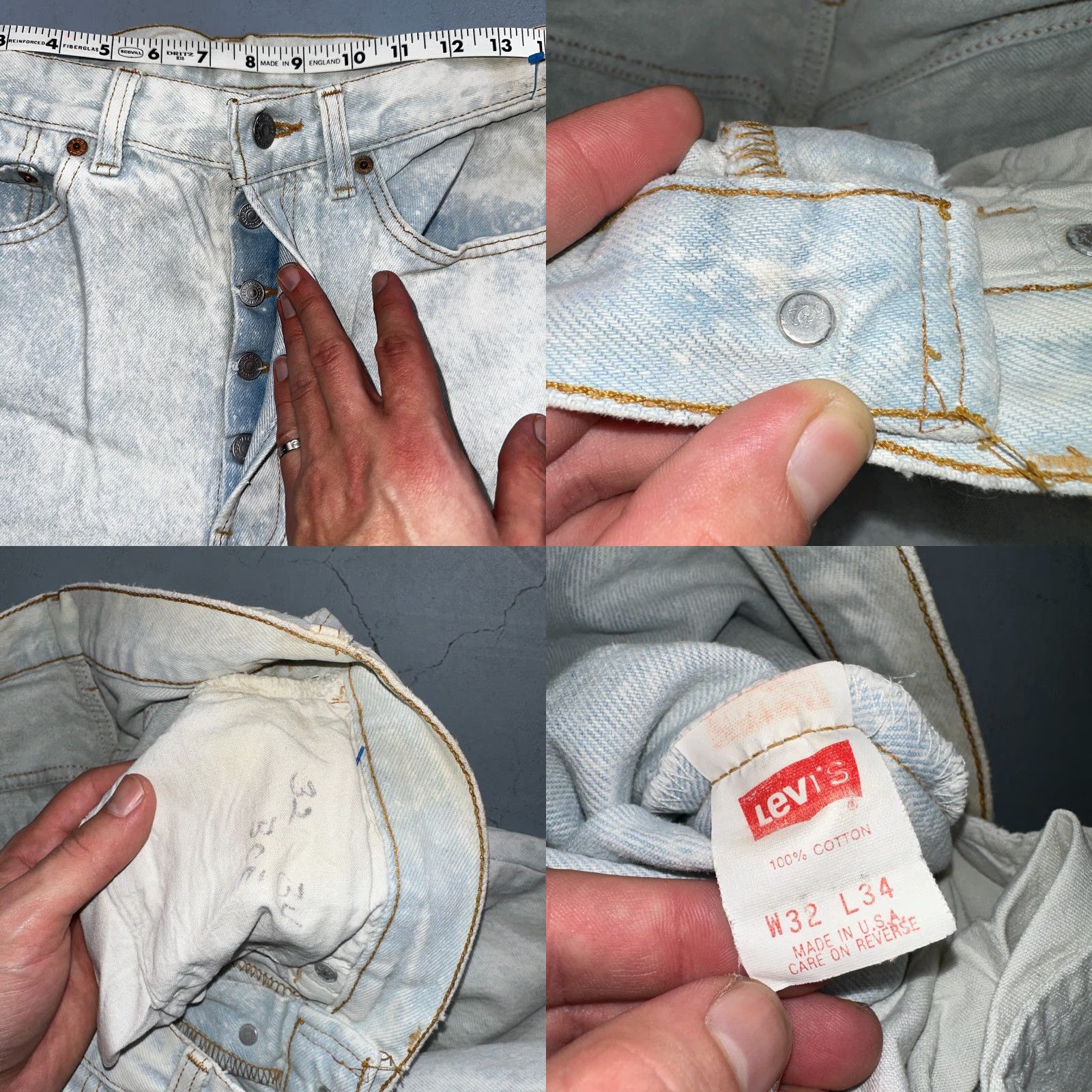 Levi's VINTAGE Levi's 501 Jeans 32x34 Light Blue 90s Straight Leg Denim Jeans Men Size 32 Regular Blue 501 Series Mens Size US 32 / EU 48 - 9 Thumbnail