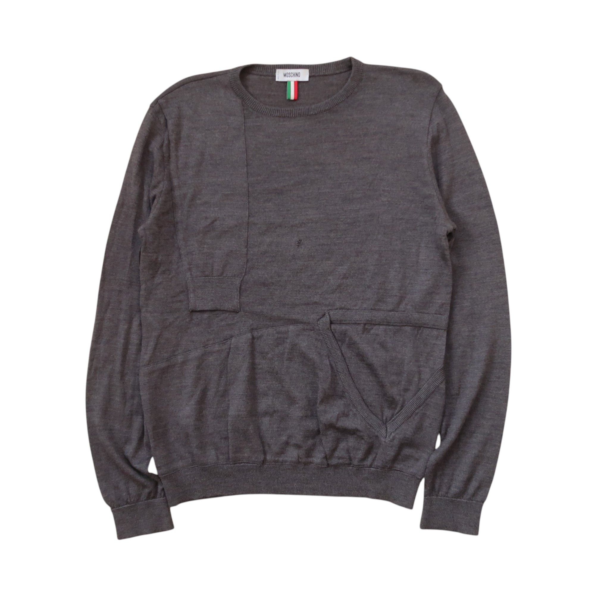 Moschino Moschino Asymmetric Patchwork Distressed Knit Sweater Size US M / EU 48-50 / 2 - 1 Thumbnail