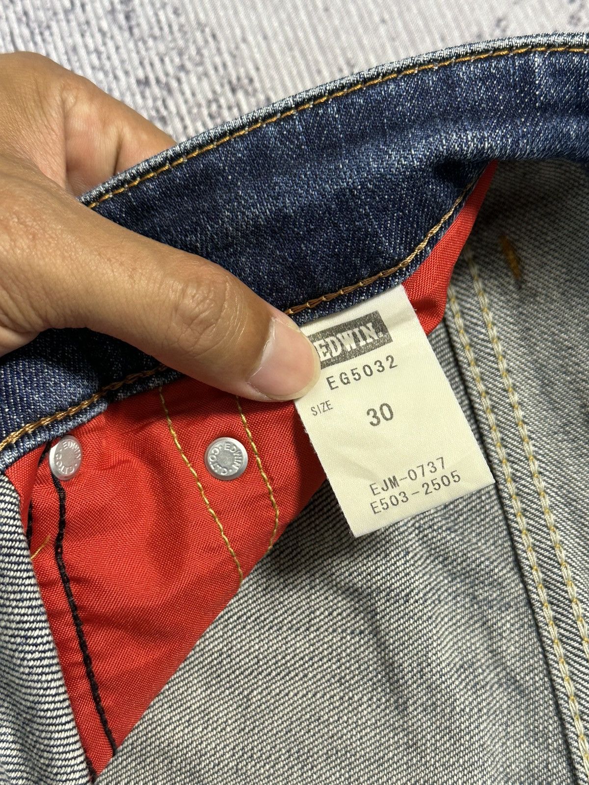 Kapital Edwin 503 Skinny Slim Blue Trip Distressed Denim Size US 30 / EU 46 - 12 Thumbnail