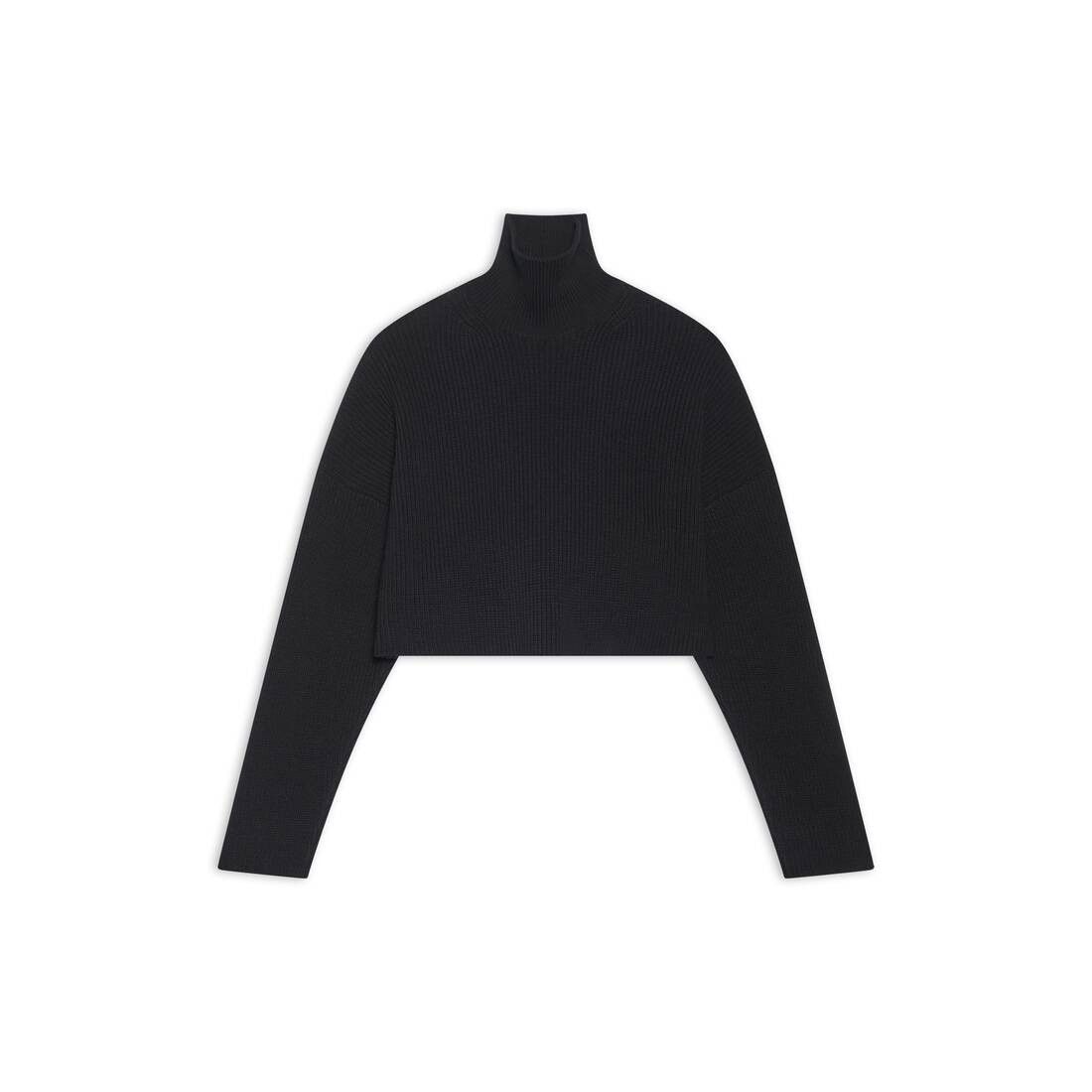 Balenciaga o1mt1gz0125 Cropped Sweater in Black Size S / US 4 / IT 40 - 1 Thumbnail