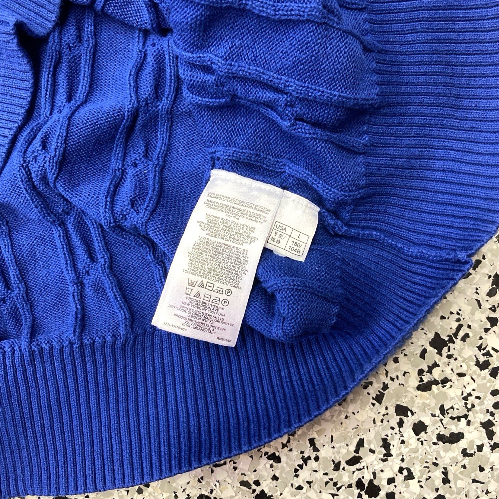 Brooks Brothers Brooks Brothers Supima Cotton Cable Knit Blue Crew Sweater Size Large Size US L / EU 52-54 / 3 - 6 Thumbnail