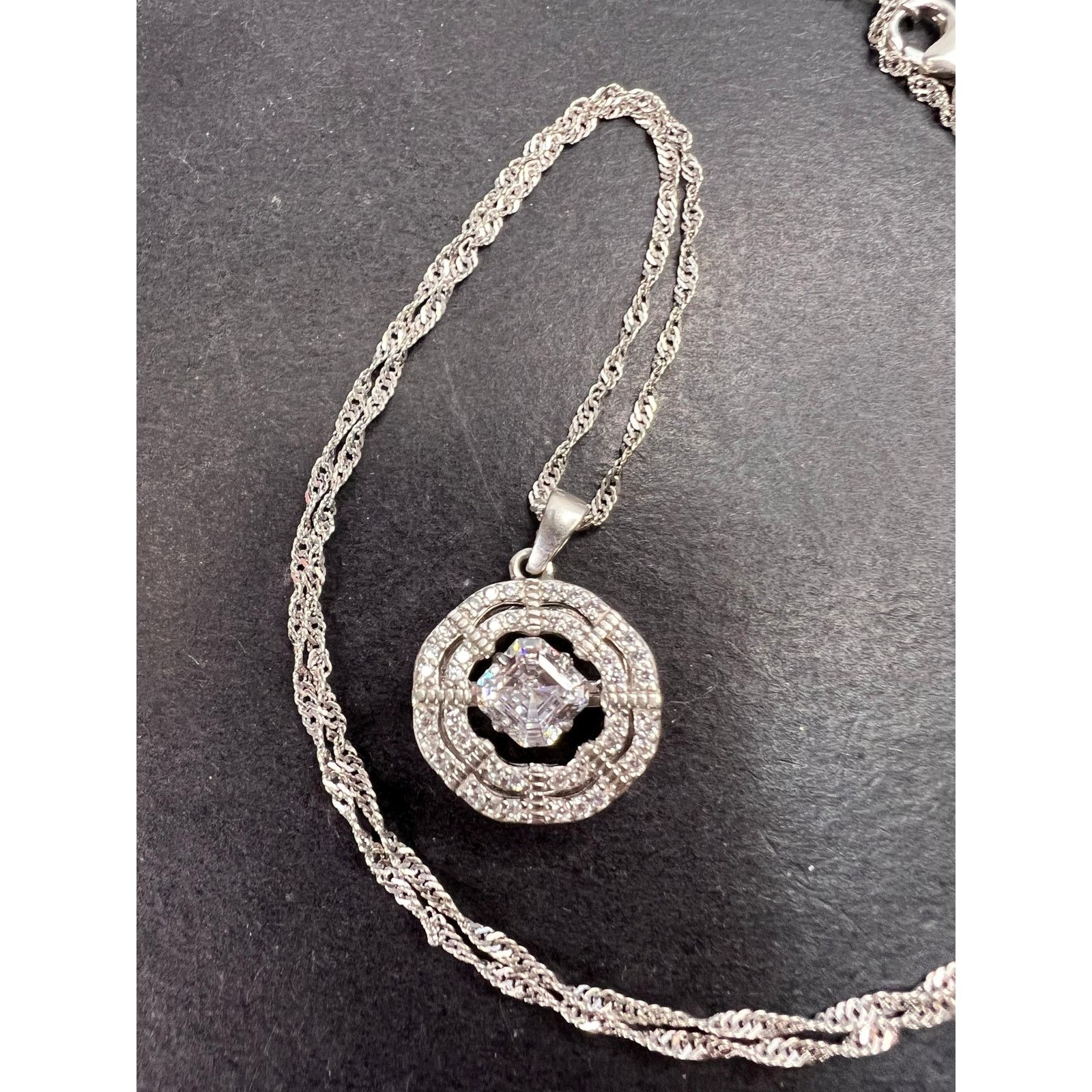 Other CZ Rhodium Over Sterling Dancing Pendant With Chain Size ONE SIZE - 1 Thumbnail