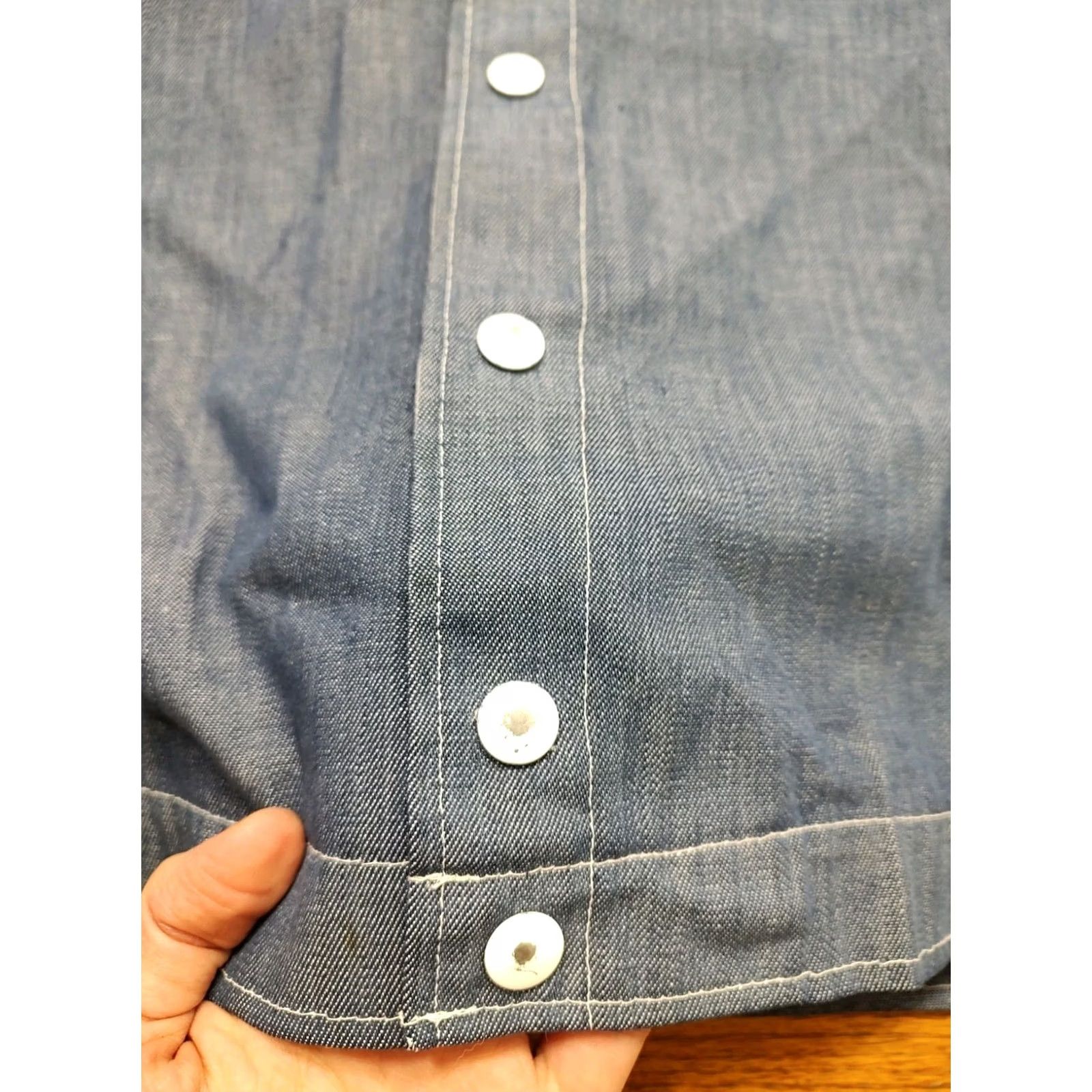 Denime VINTAGE Denim Chore Jacket XL Men Mid-Length Snap Button Military Style Workwear USA 80s Blue Size US XL / EU 56 / 4 - 5 Thumbnail