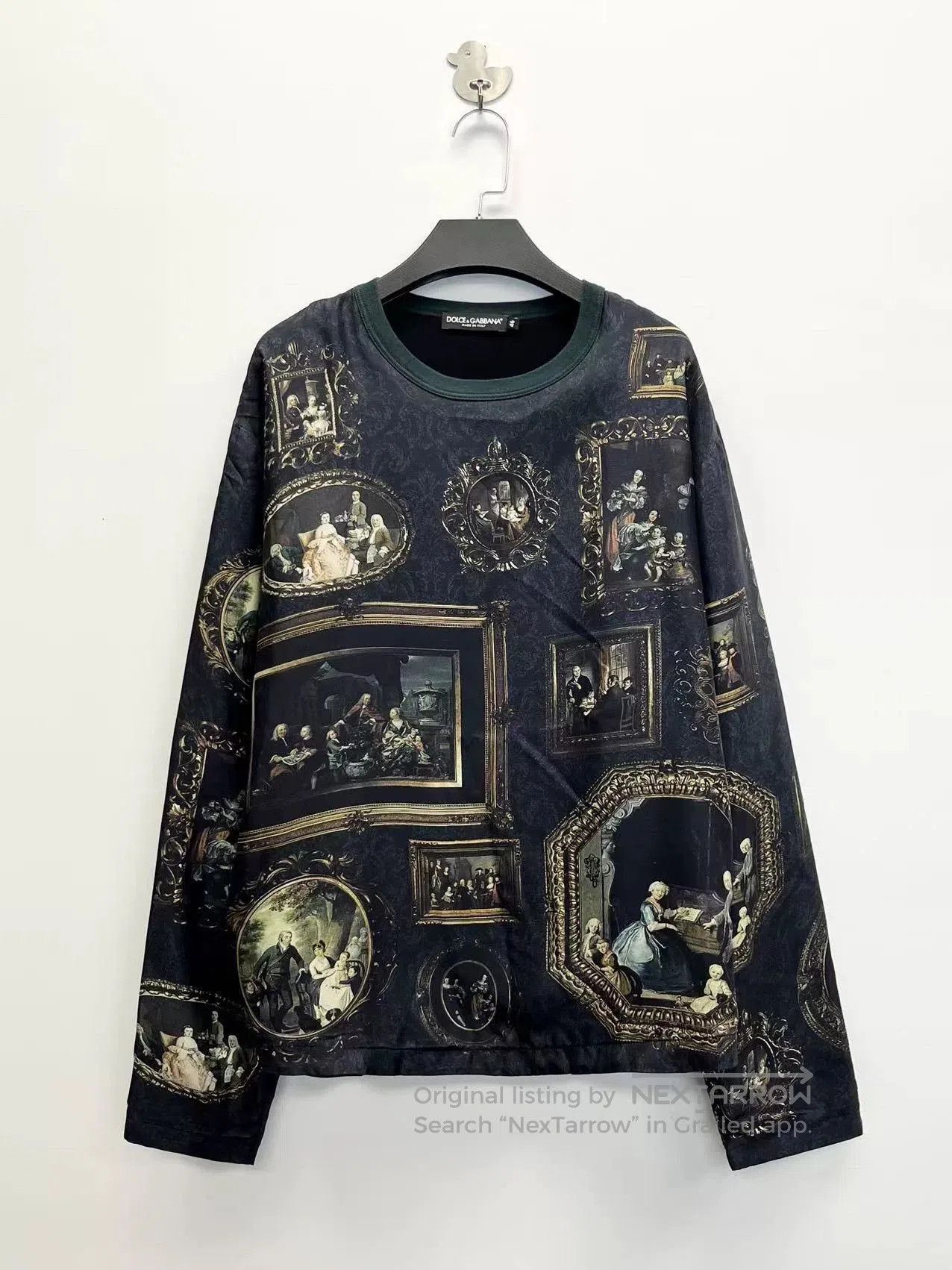 Dolce & Gabbana black vintage floral logo silk sweatshirt. Size US L / EU 52-54 / 3 - 1 Thumbnail